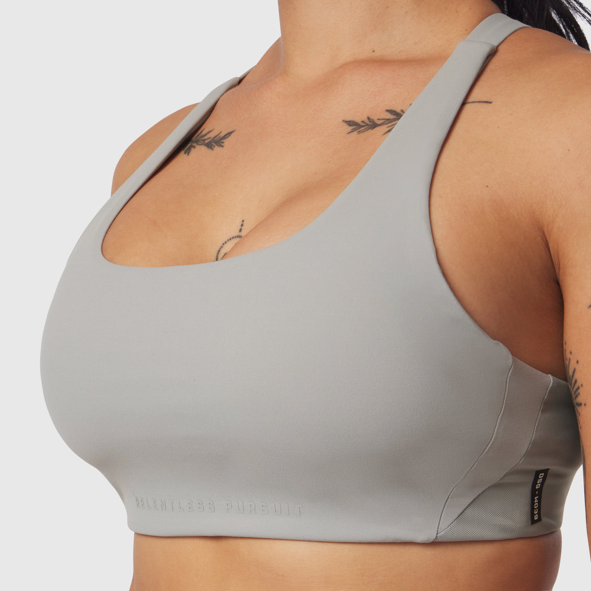 W039. LYCRA® Hybrid Sports Bra - Slate Grey