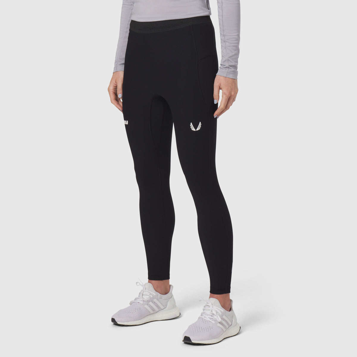 W055. Lycra® Ribbed Running Tight - Black