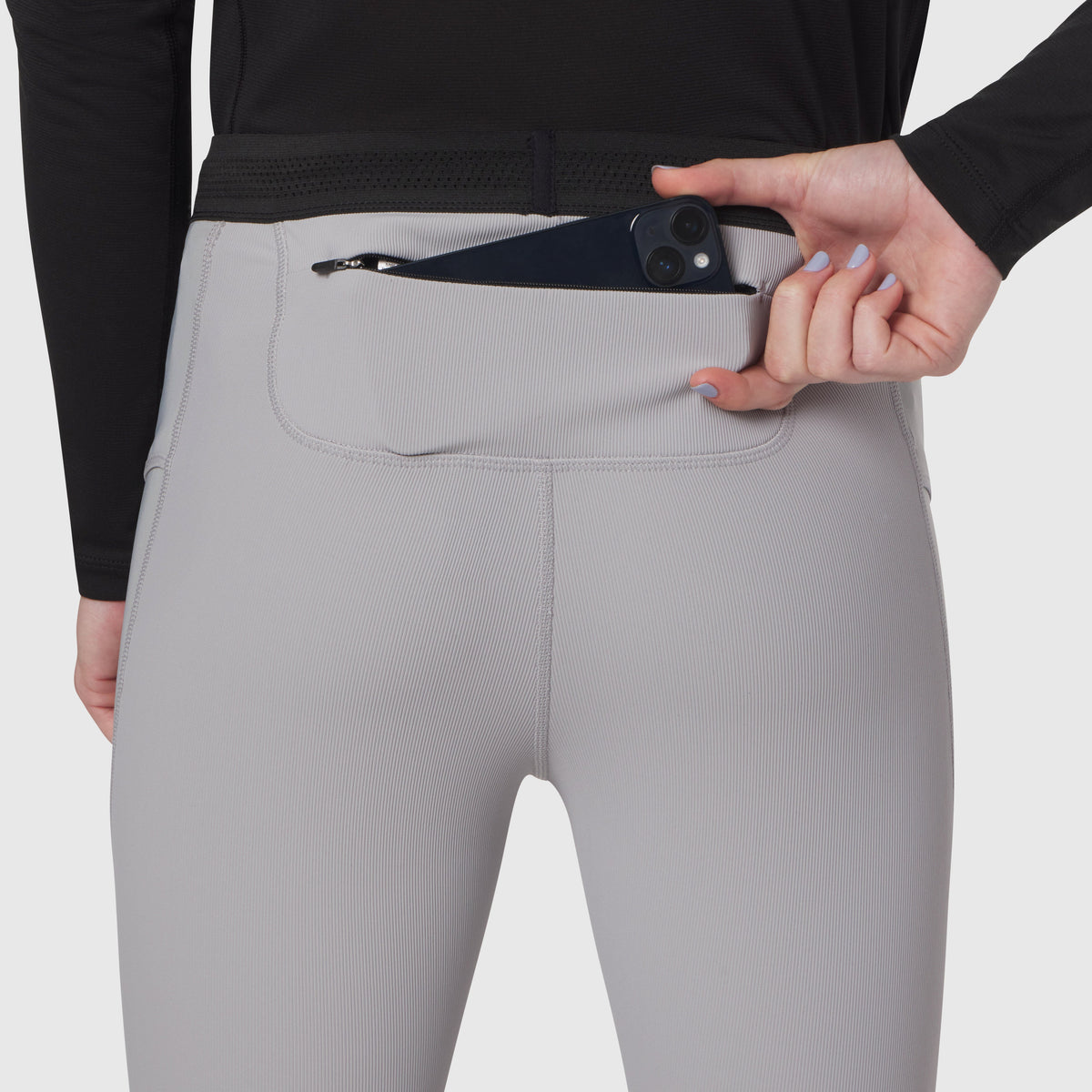 W055. Lycra® Ribbed Running Tight - Slate Grey