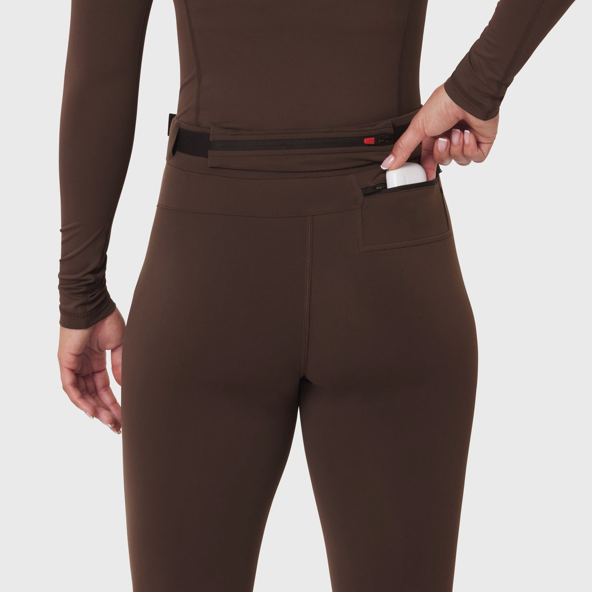 W059. Hybrid Belt-Pack Run Legging - Dark Earth