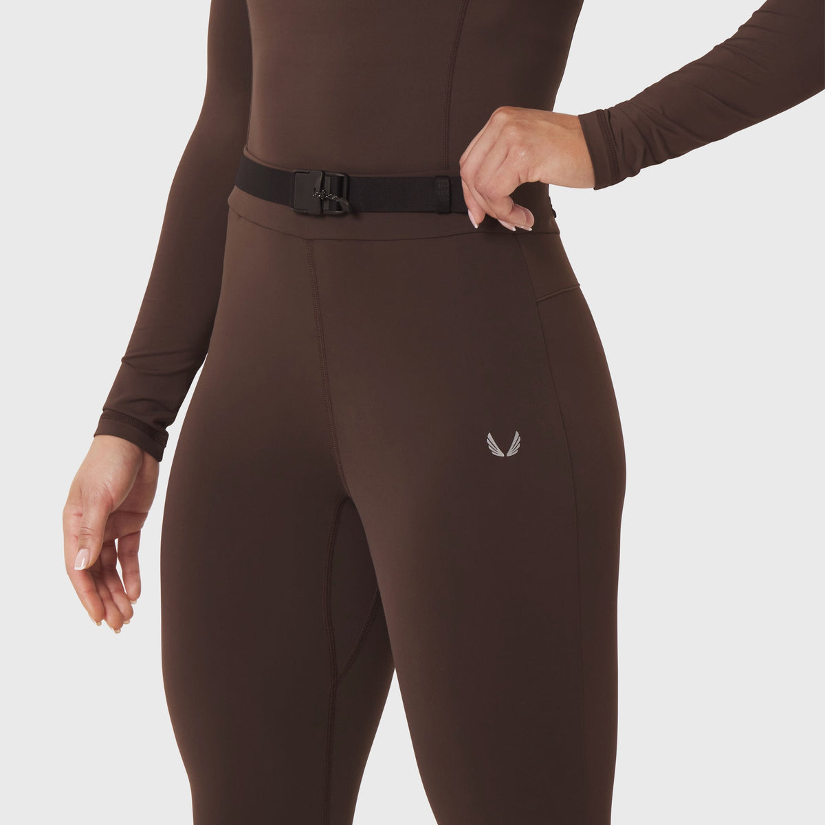 W059. Hybrid Belt-Pack Run Legging - Dark Earth