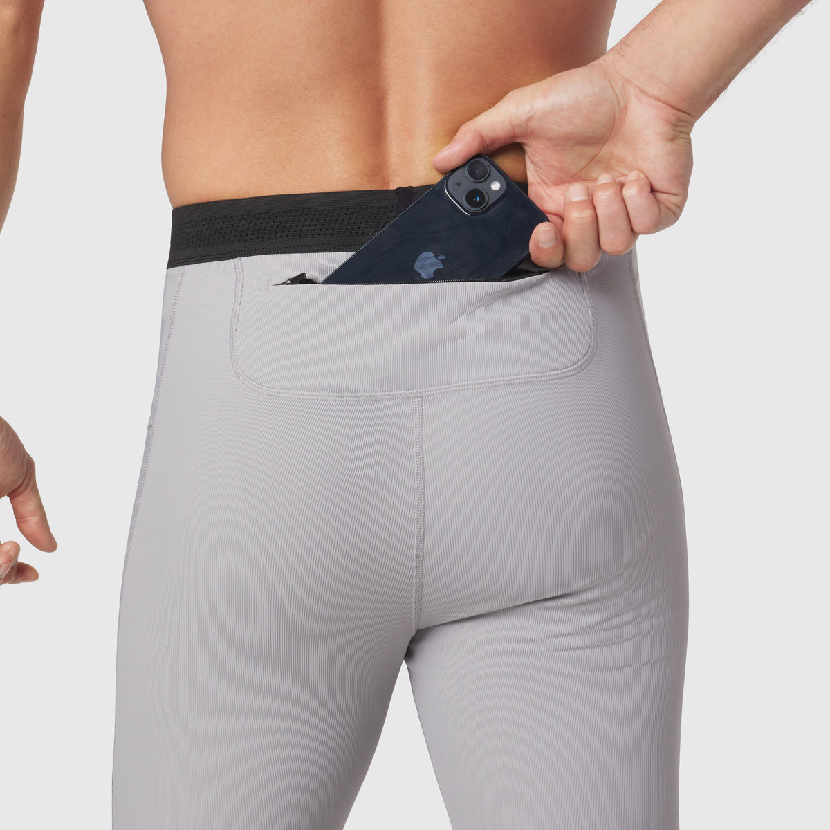 1146. Lycra® Ribbed Running Tight - Slate Grey