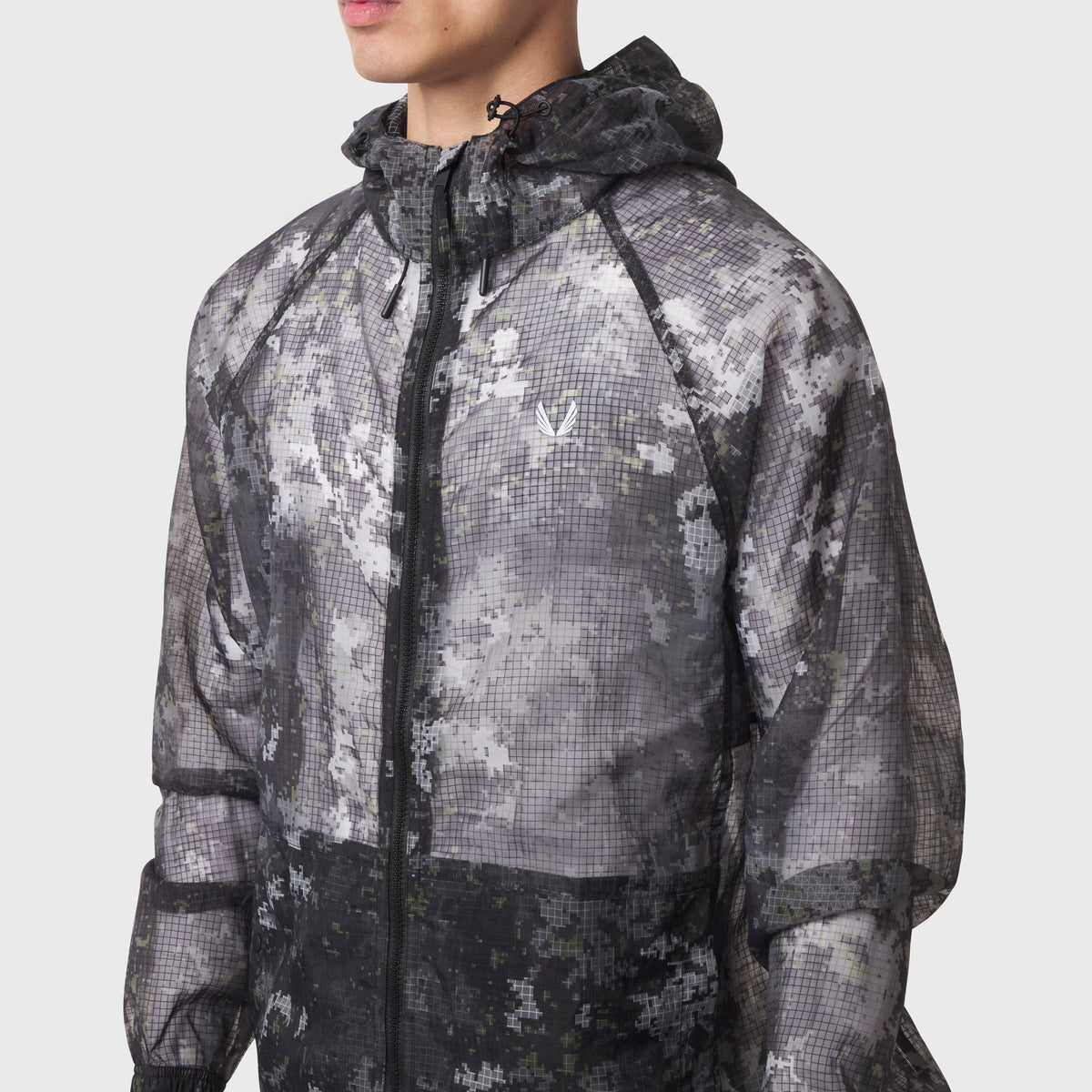 1162. Weather-Ready Transparent Ripstop Shell Jacket - Pixel Camo