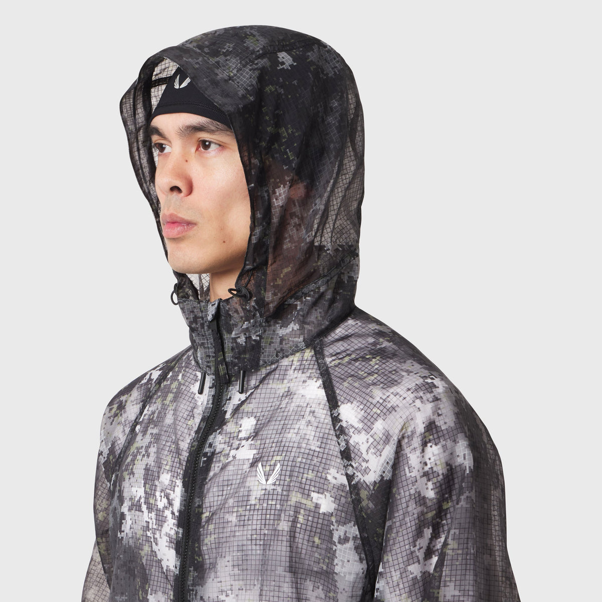 1162. Weather-Ready Transparent Ripstop Shell Jacket - Pixel Camo