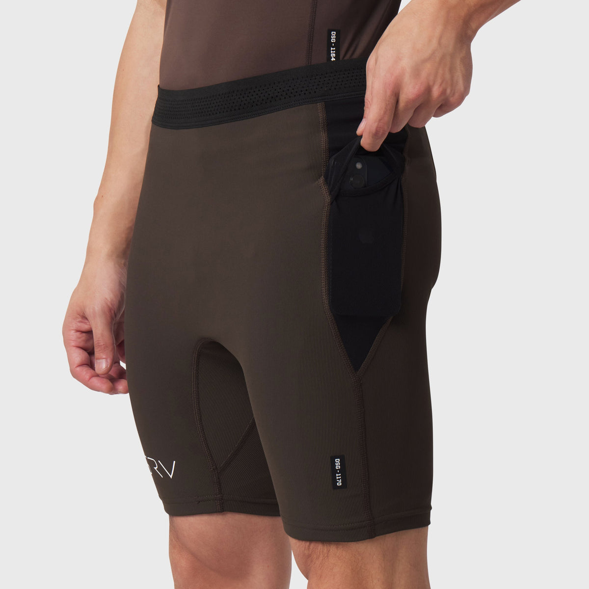 1170. Lycra® Ribbed Run Half-Tight - Dark Earth