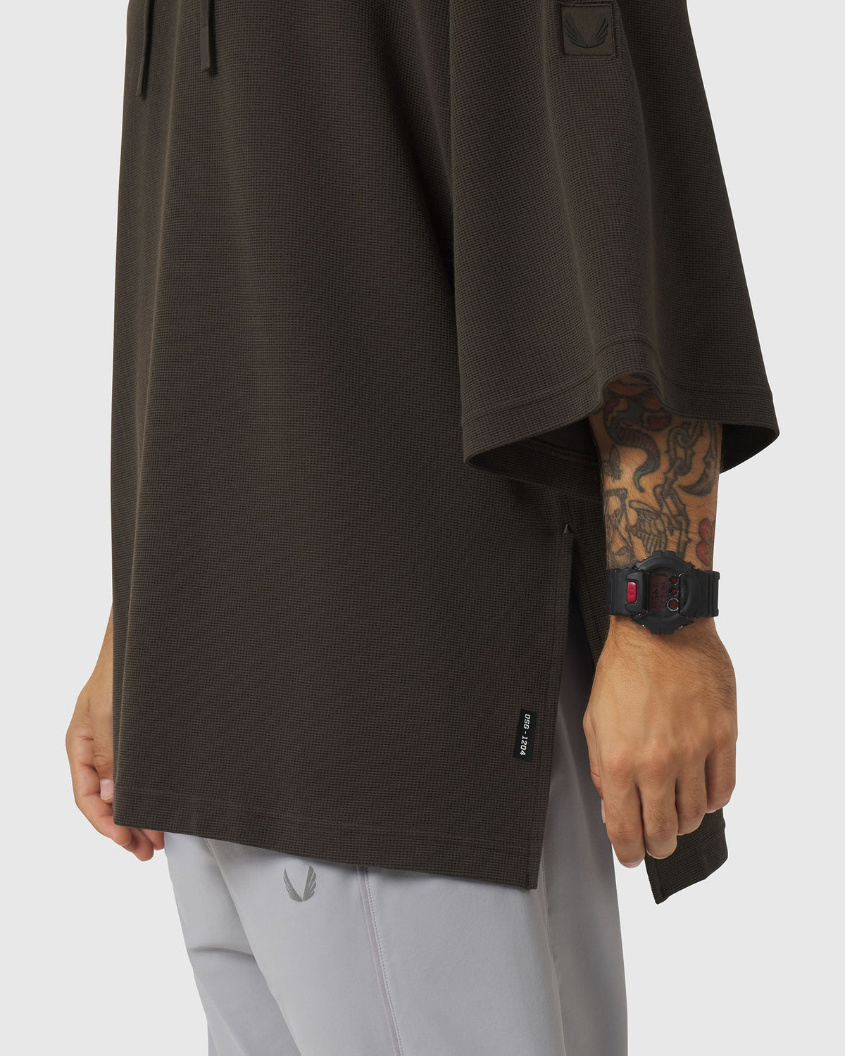 1204. Tech-Waffle™ Short Sleeve Oversized Hoodie - Dark Earth
