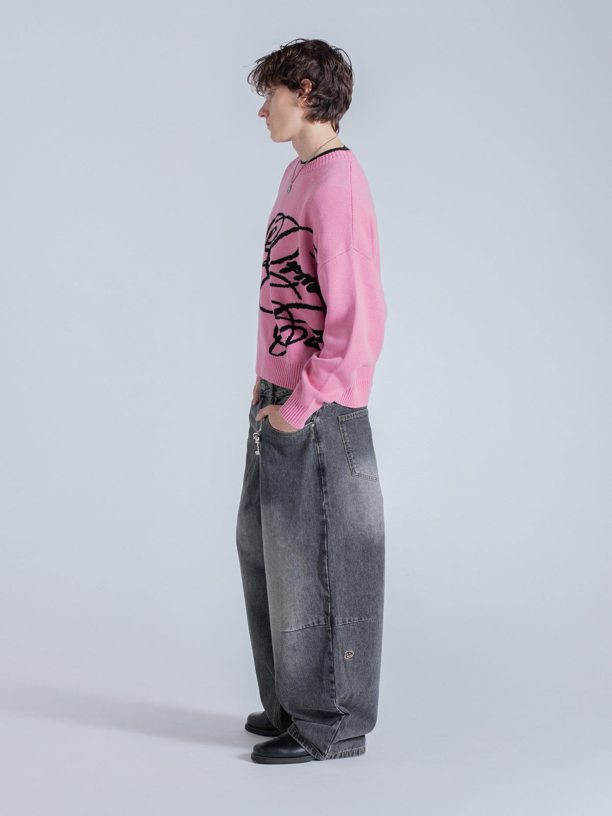 CURSIVE TEXT KNIT - HOT PINK