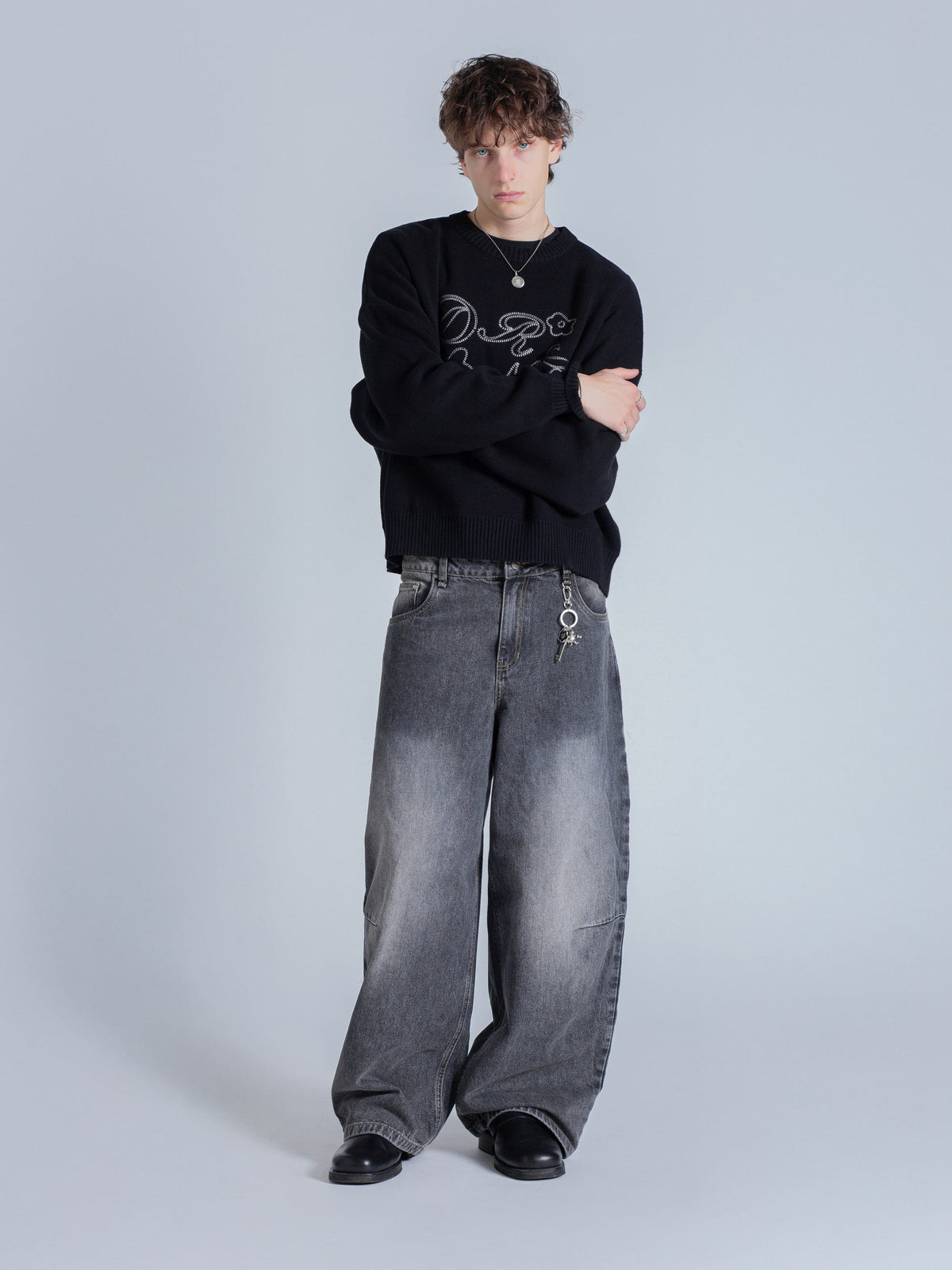FLOWER KNIT - BLACK