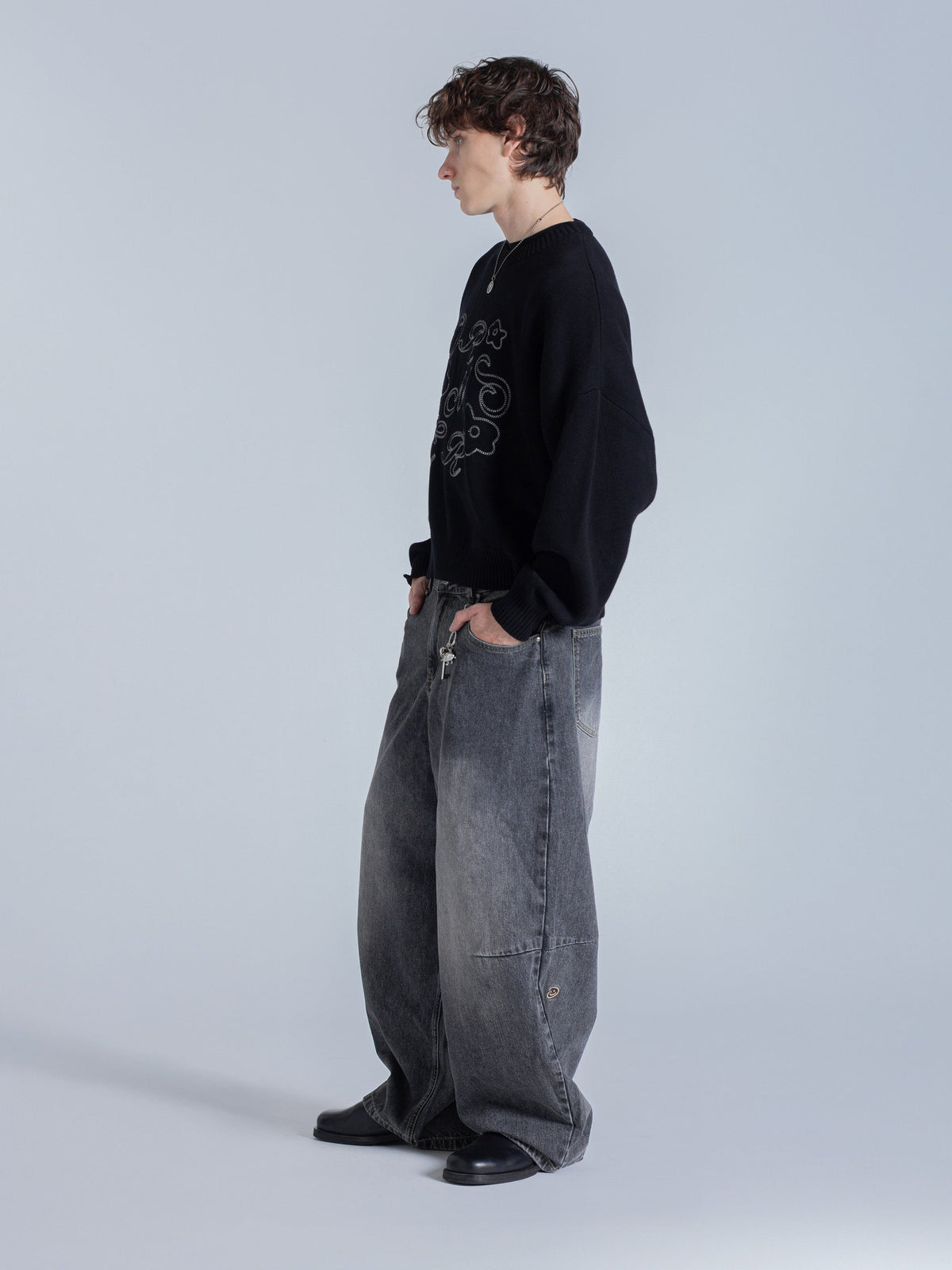 FLOWER KNIT - BLACK