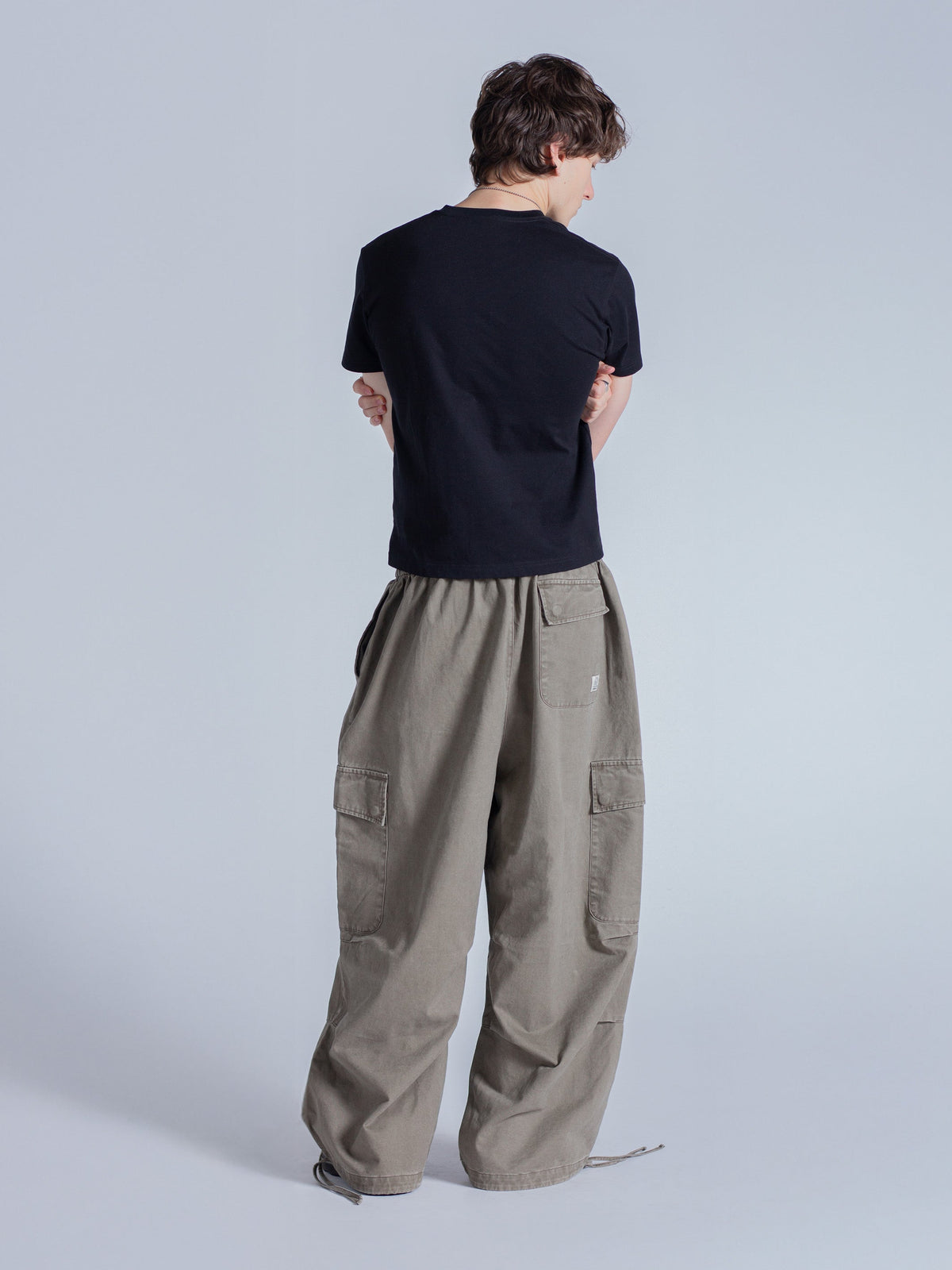 SMILEY LOGO PARACHUTE PANTS - TAUPE