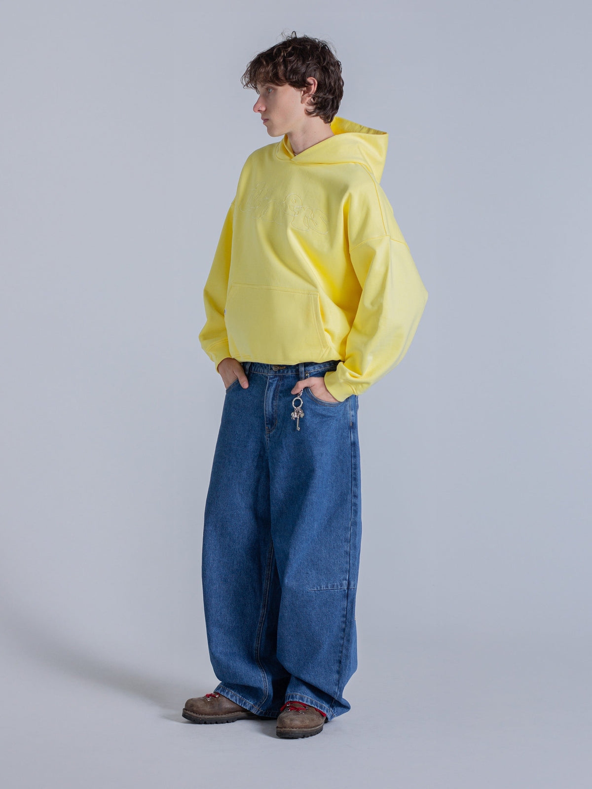 DOODLE TEXT HOODIE - SUNSHINE