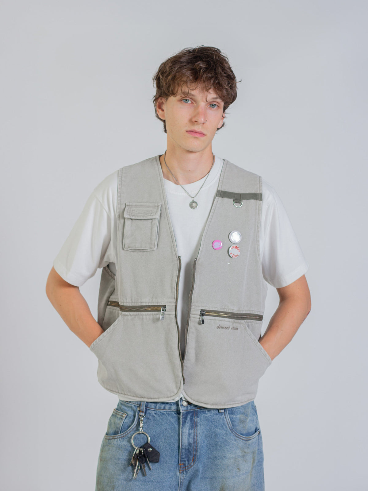 REVERSIBLE UTILITY VEST - GREEN/GREY
