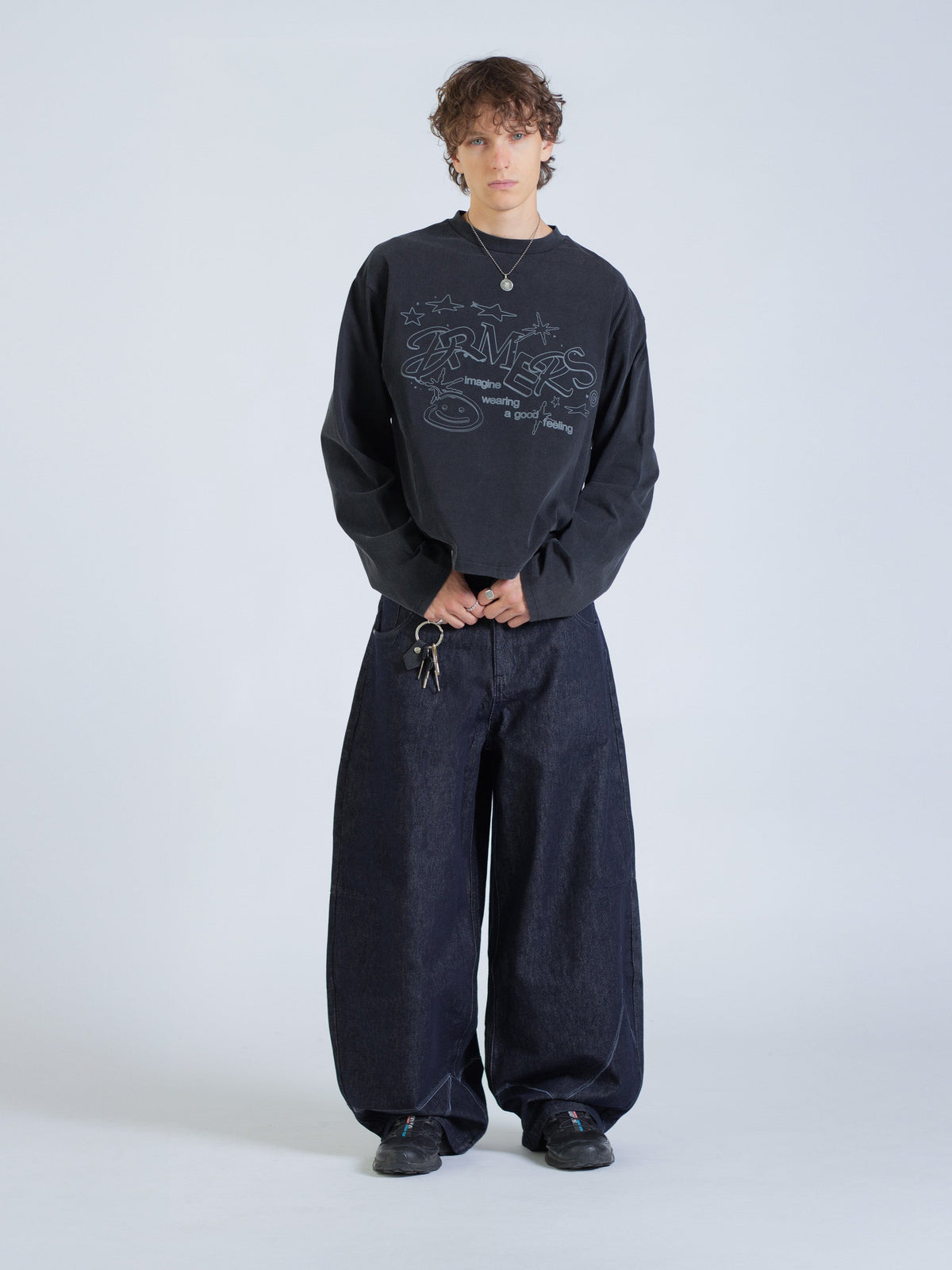 LINEWORK LONG SLEEVE TEE - VINTAGE BLACK