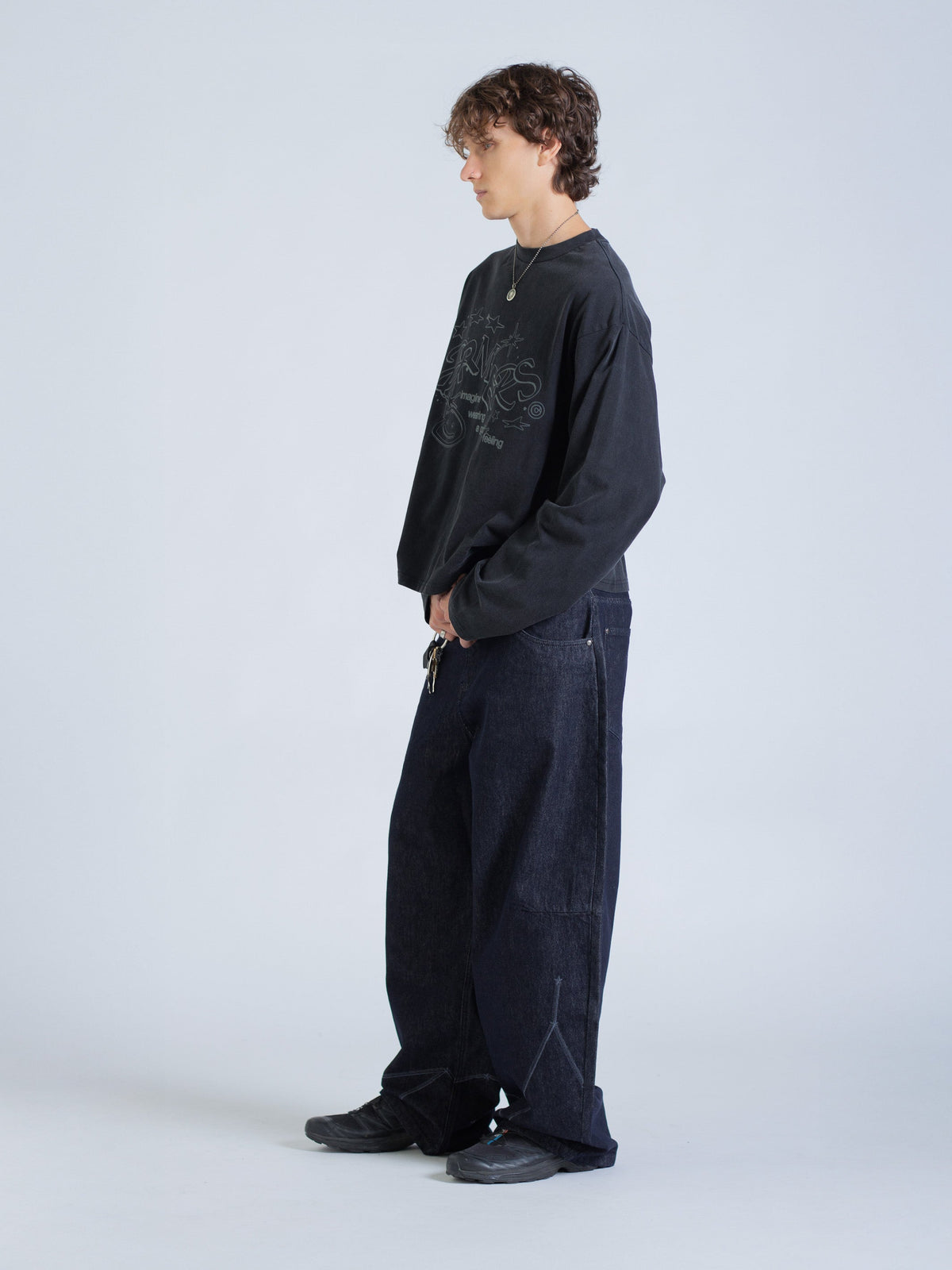 LINEWORK LONG SLEEVE TEE - VINTAGE BLACK