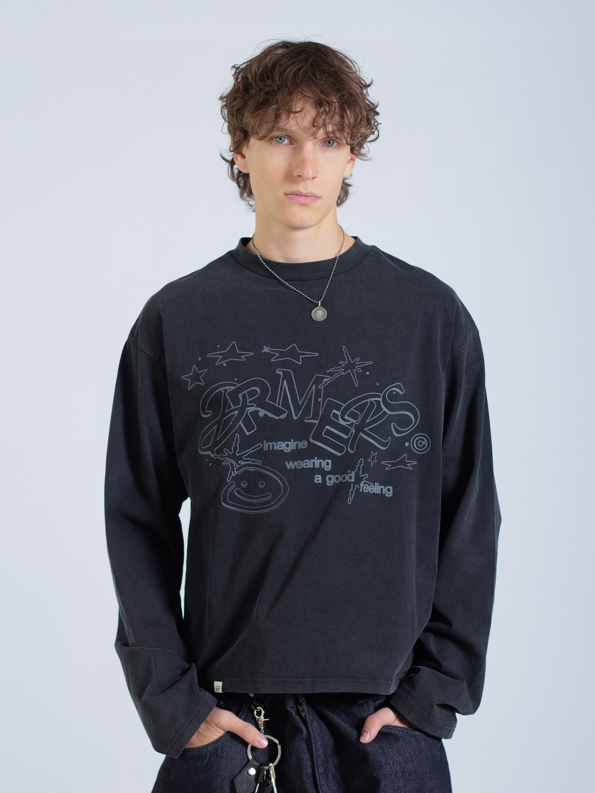 LINEWORK LONG SLEEVE TEE - VINTAGE BLACK