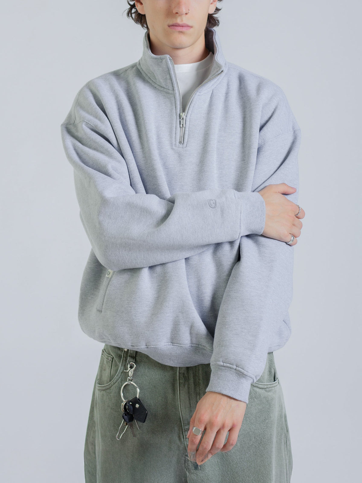 SIGNATURE BASIC QUARTER ZIP - GREY