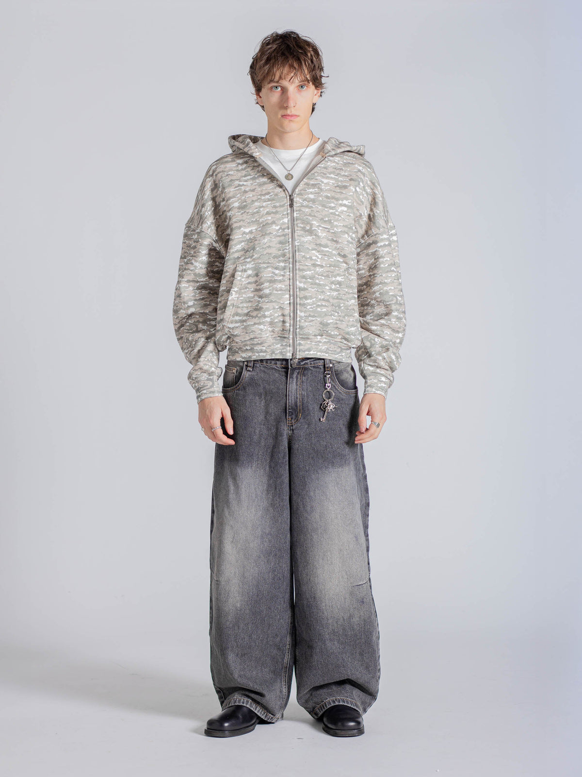 DIGITAL CLOUD CAMO ZIP UP - GREEN