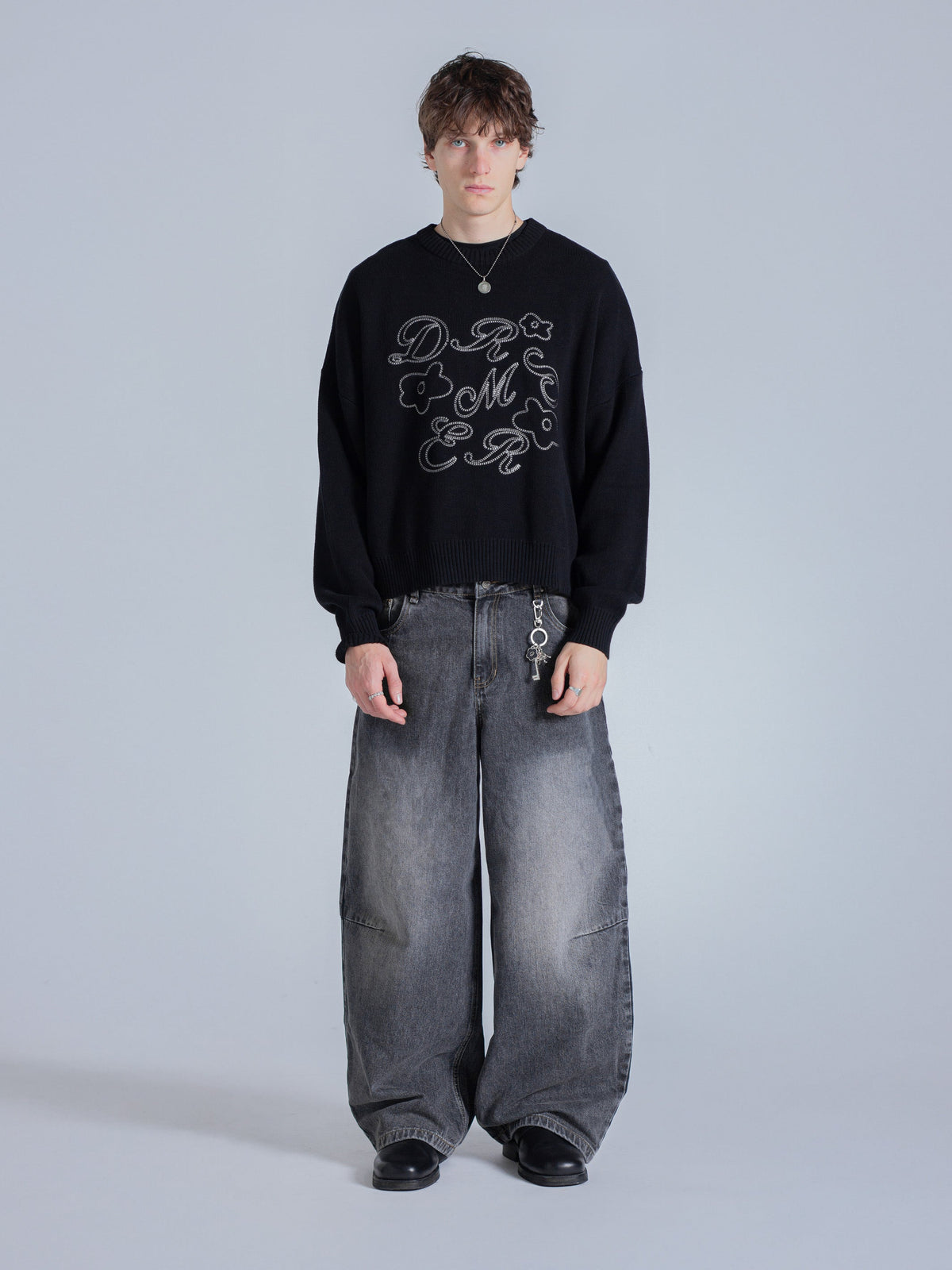 FLOWER KNIT - BLACK
