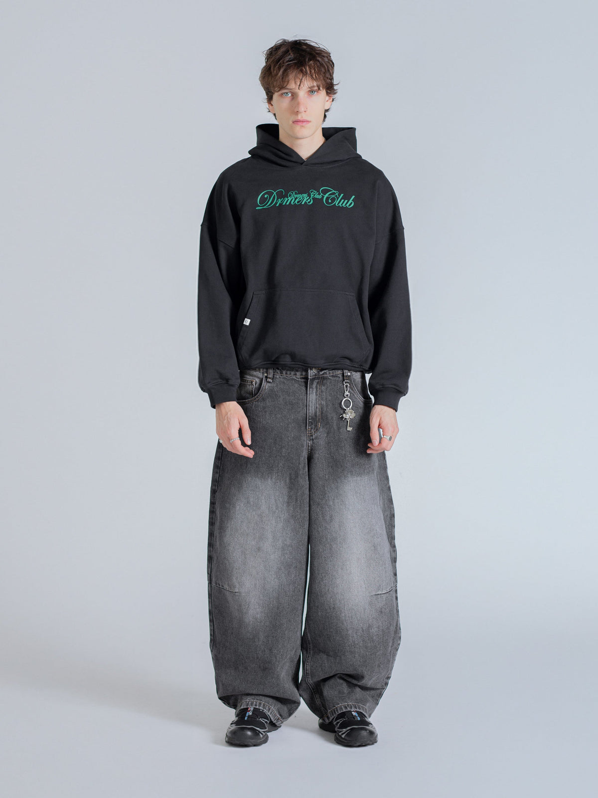 SCRIPT TEXT HOODIE - FADED BLACK