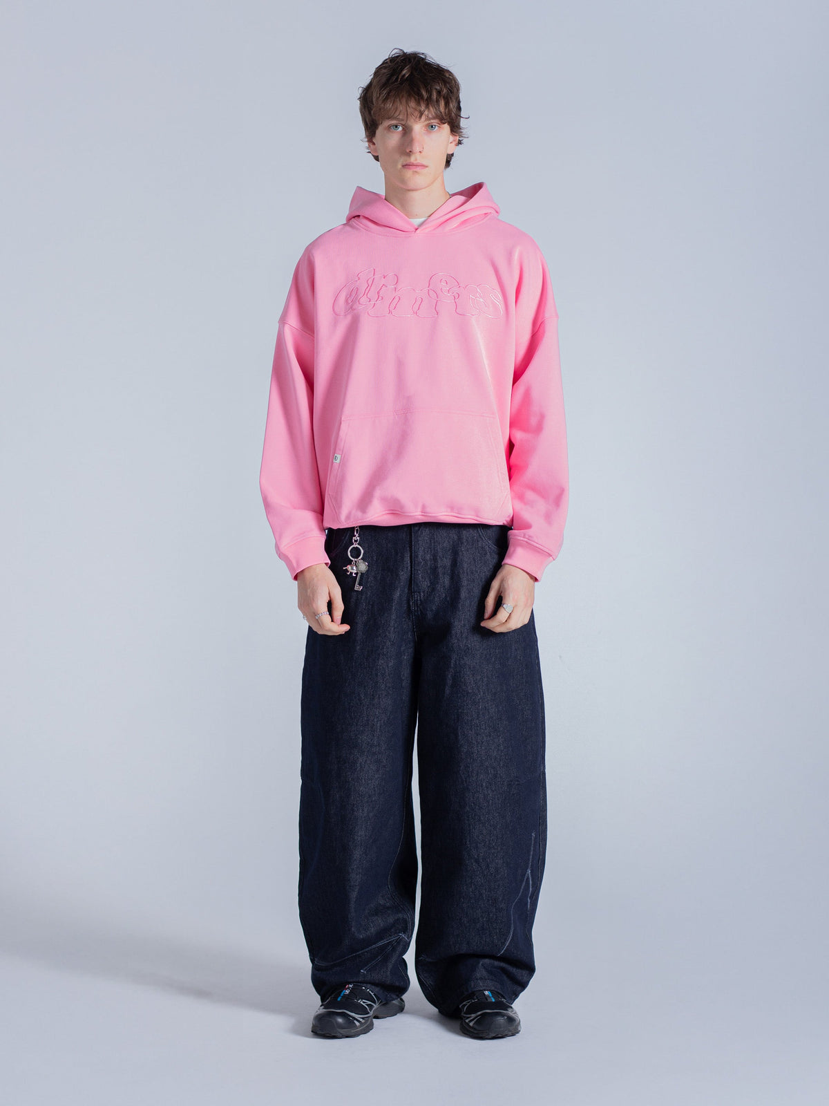 DOODLE TEXT HOODIE - PINK