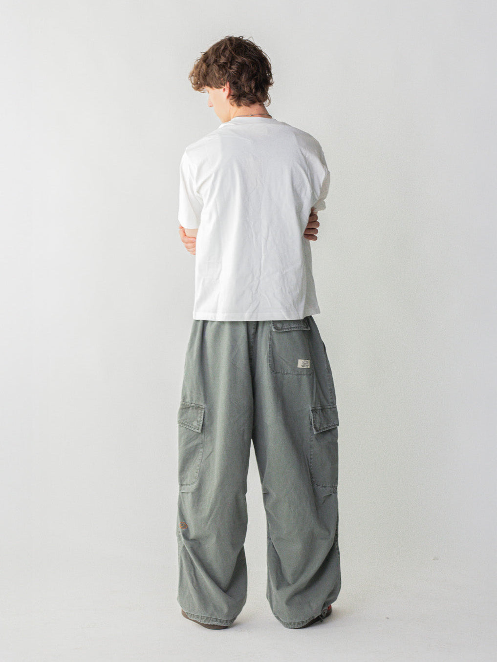 SMILEY LOGO PARACHUTE PANTS - SAGE