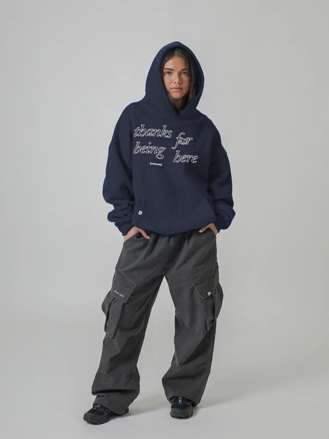 THANKS FOR BEING HERE V2 HOODIE - MIDNIGHT BLUE