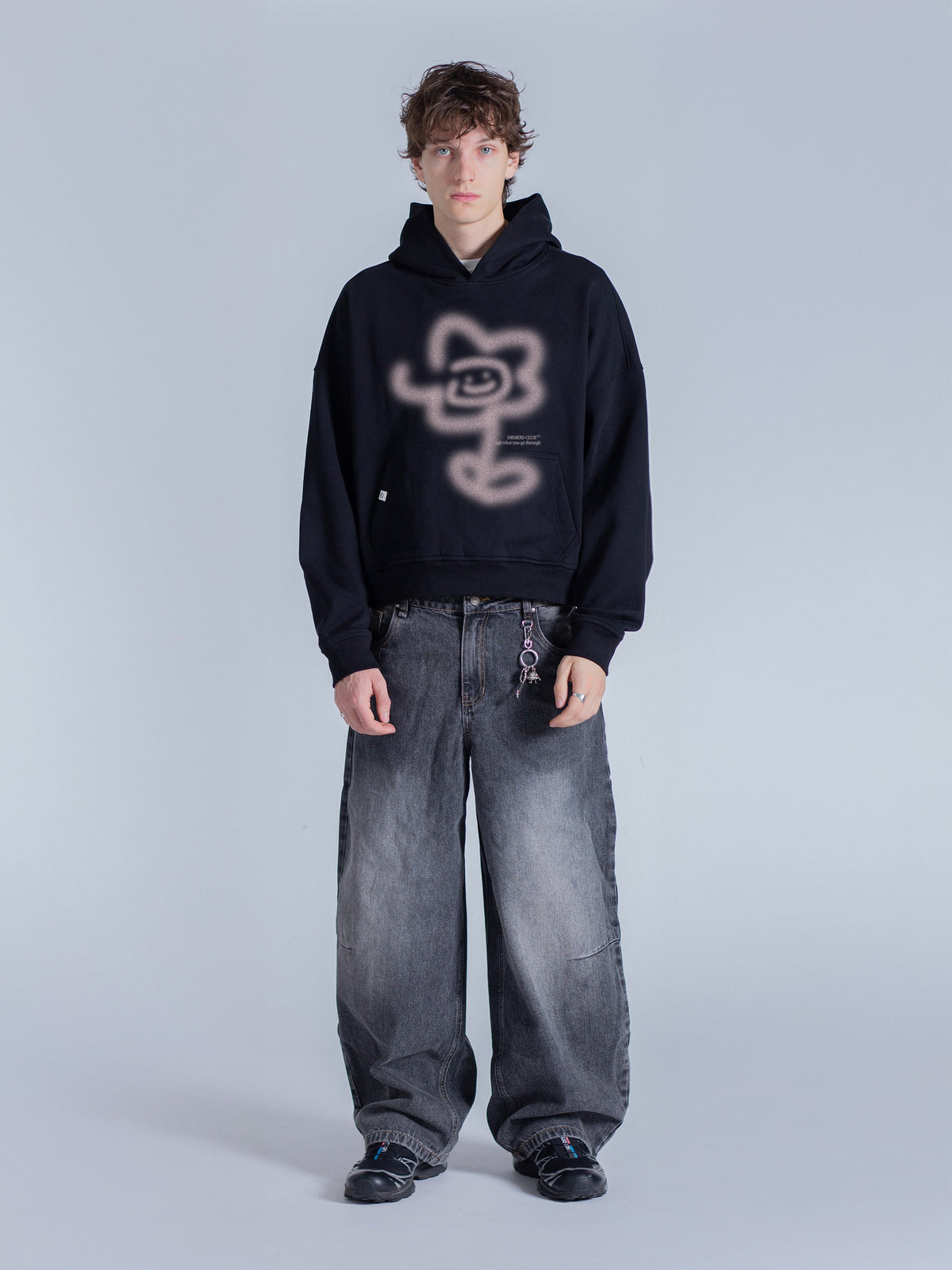 GRAFFITI FLOWER HOODIE - BLACK