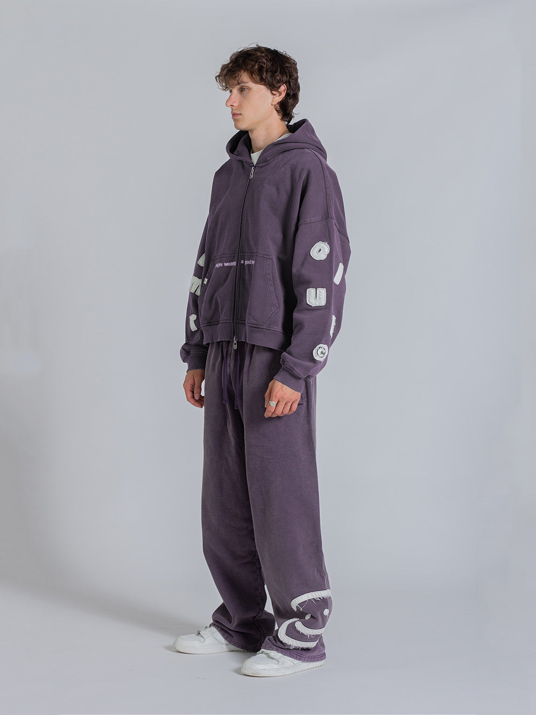 SMILEY PATCH SWEATPANTS - MIDNIGHT LAVENDER
