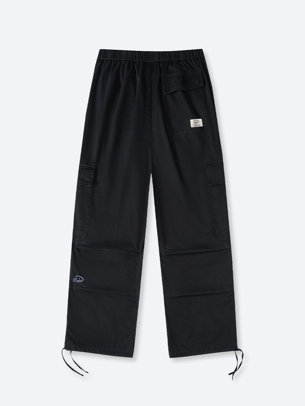 SMILEY LOGO PARACHUTE PANTS - BLACK