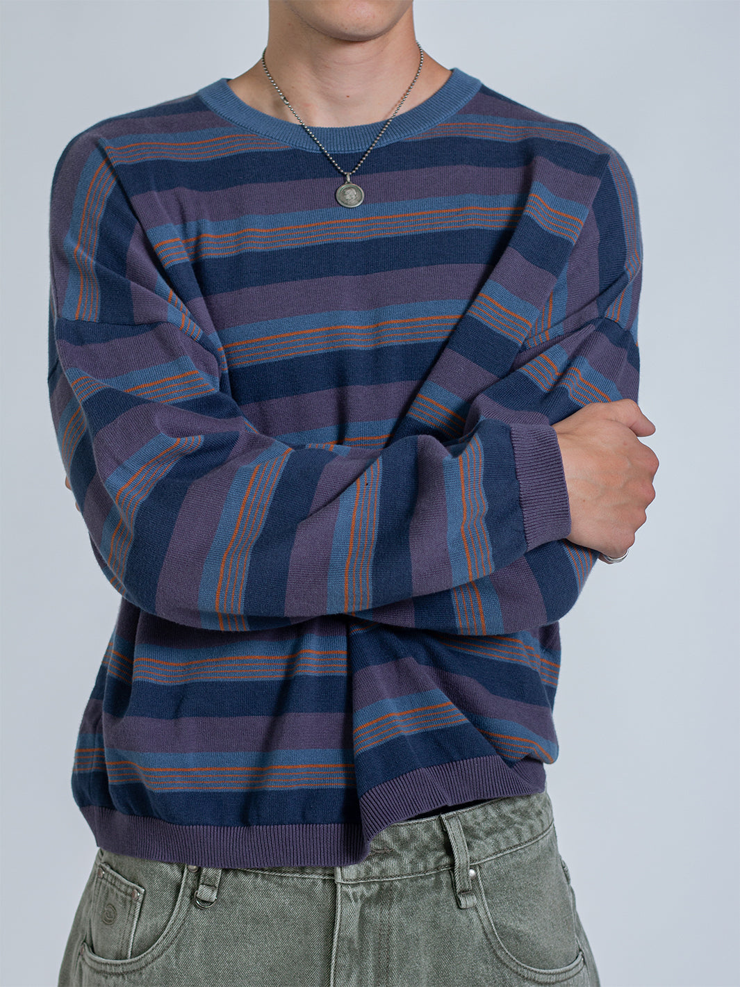 STRIPED LONG SLEEVE - NAVY
