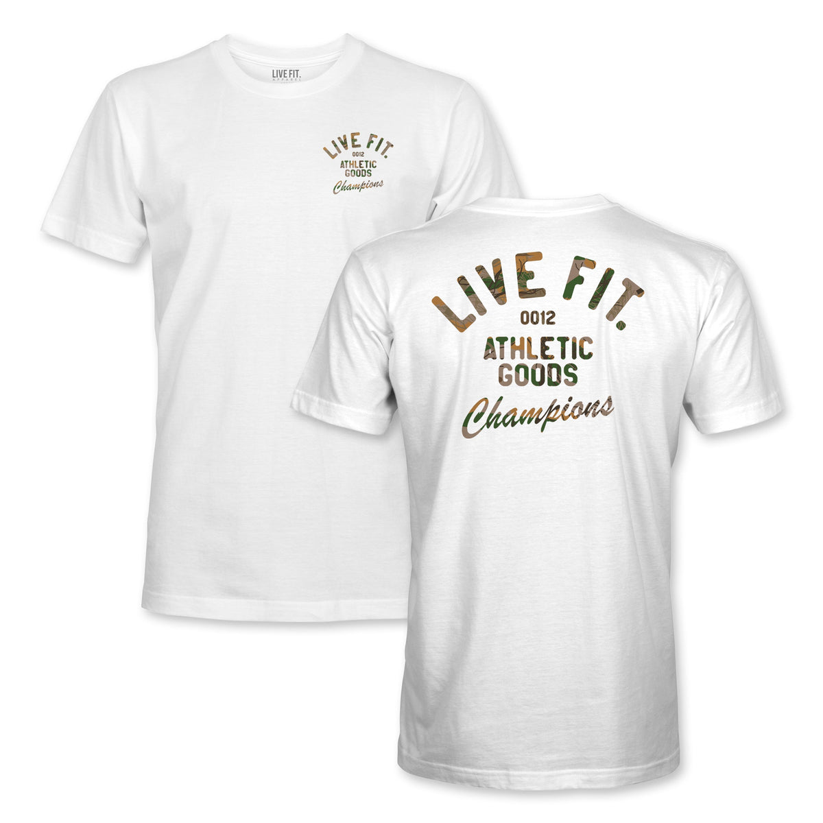 Athletic Goods Tee White - Tree Camo