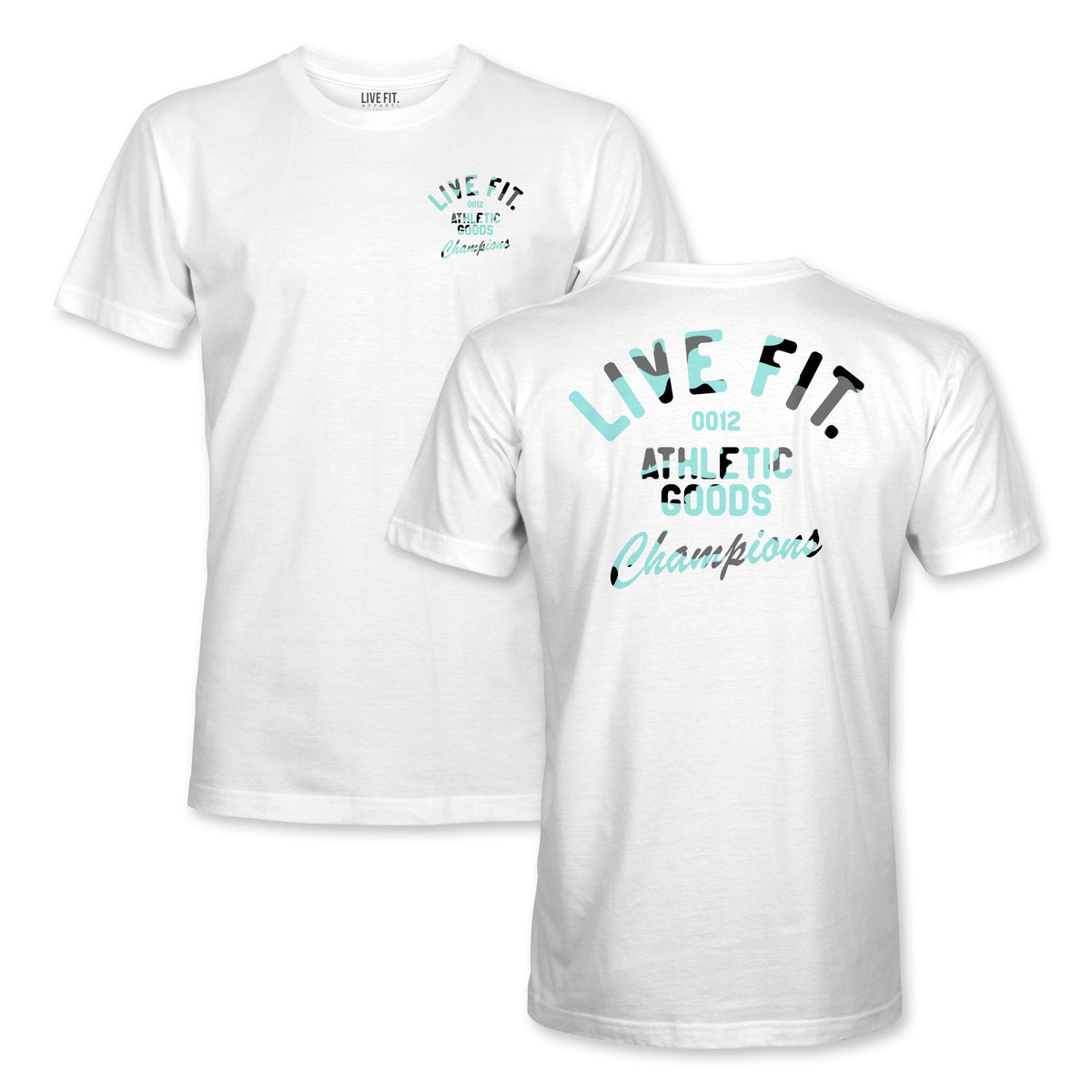 Athletic Goods Tee - White / Teal Camo