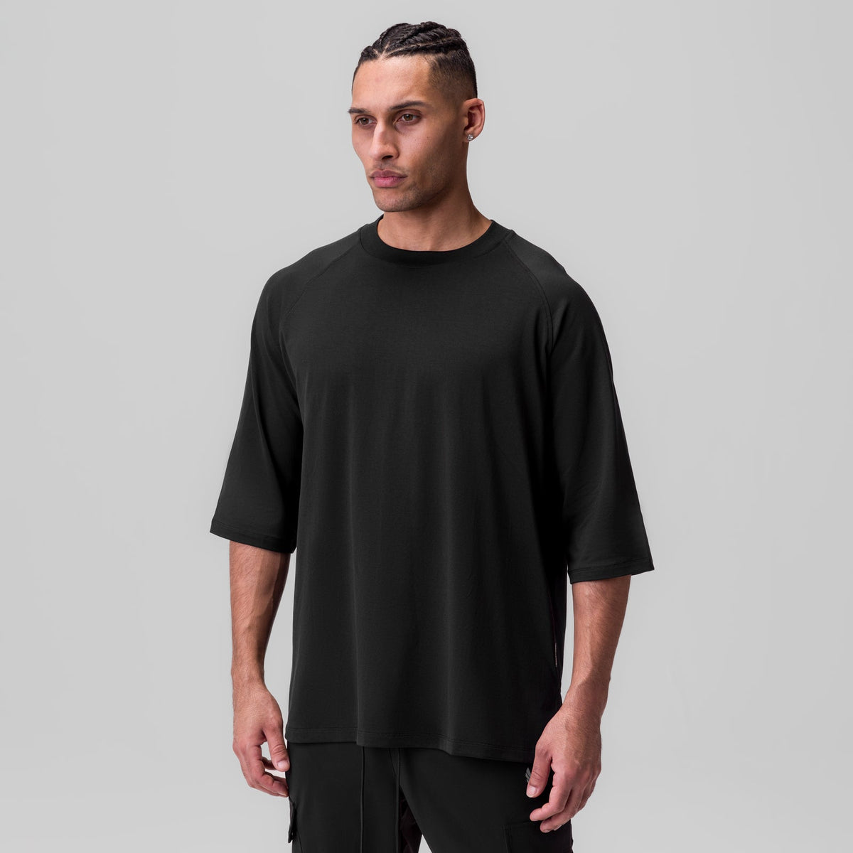1086. Supima® 3/4-Sleeve Oversized Tee - Black