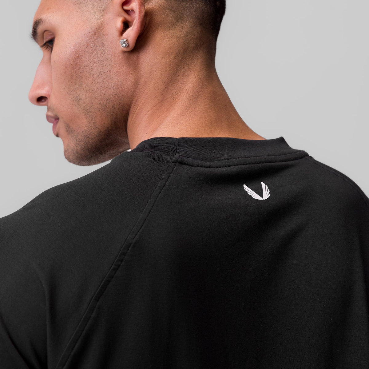 1086. Supima® 3/4-Sleeve Oversized Tee - Black