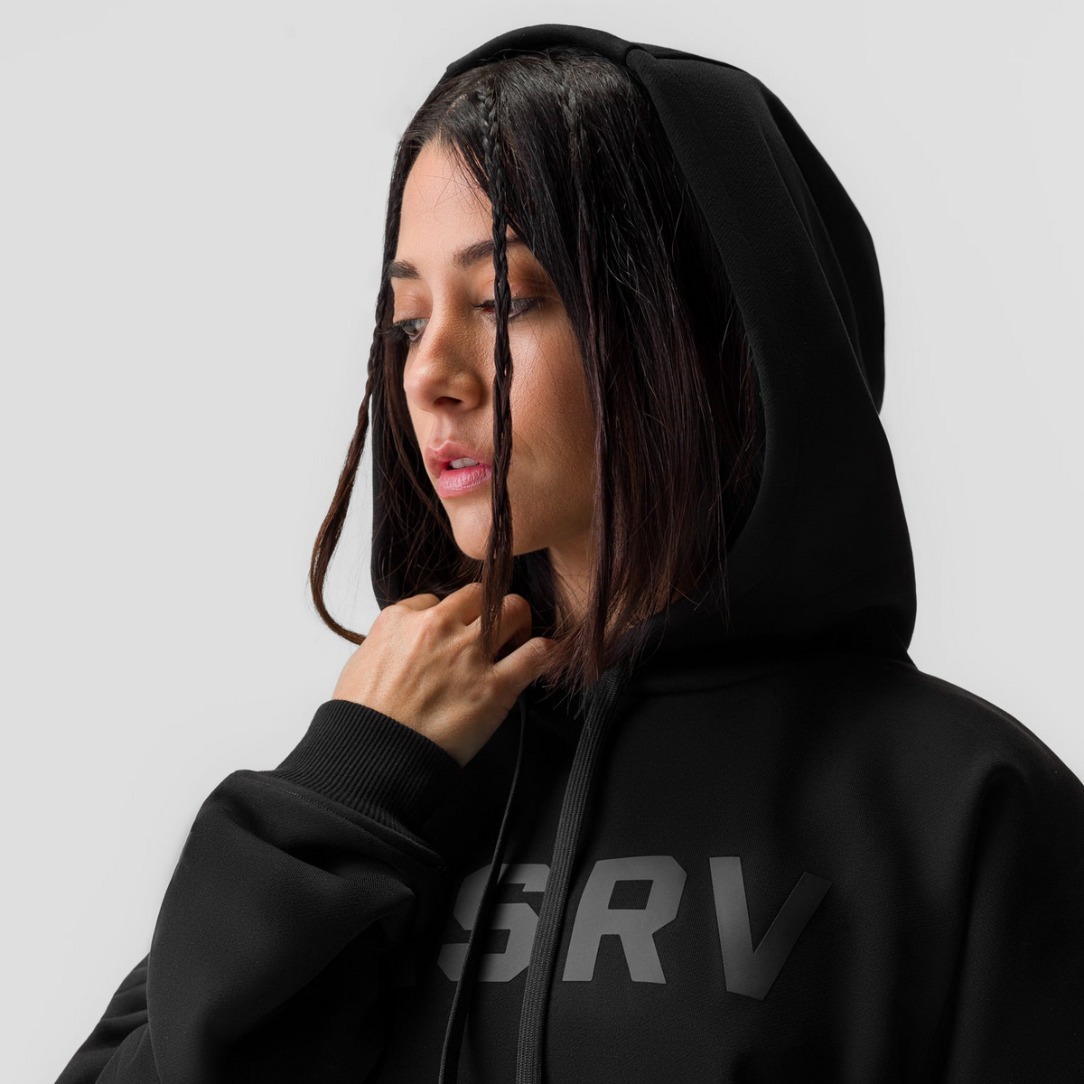 ASRV x Tonal Women's French-Terry Cropped Hoodie - Black
