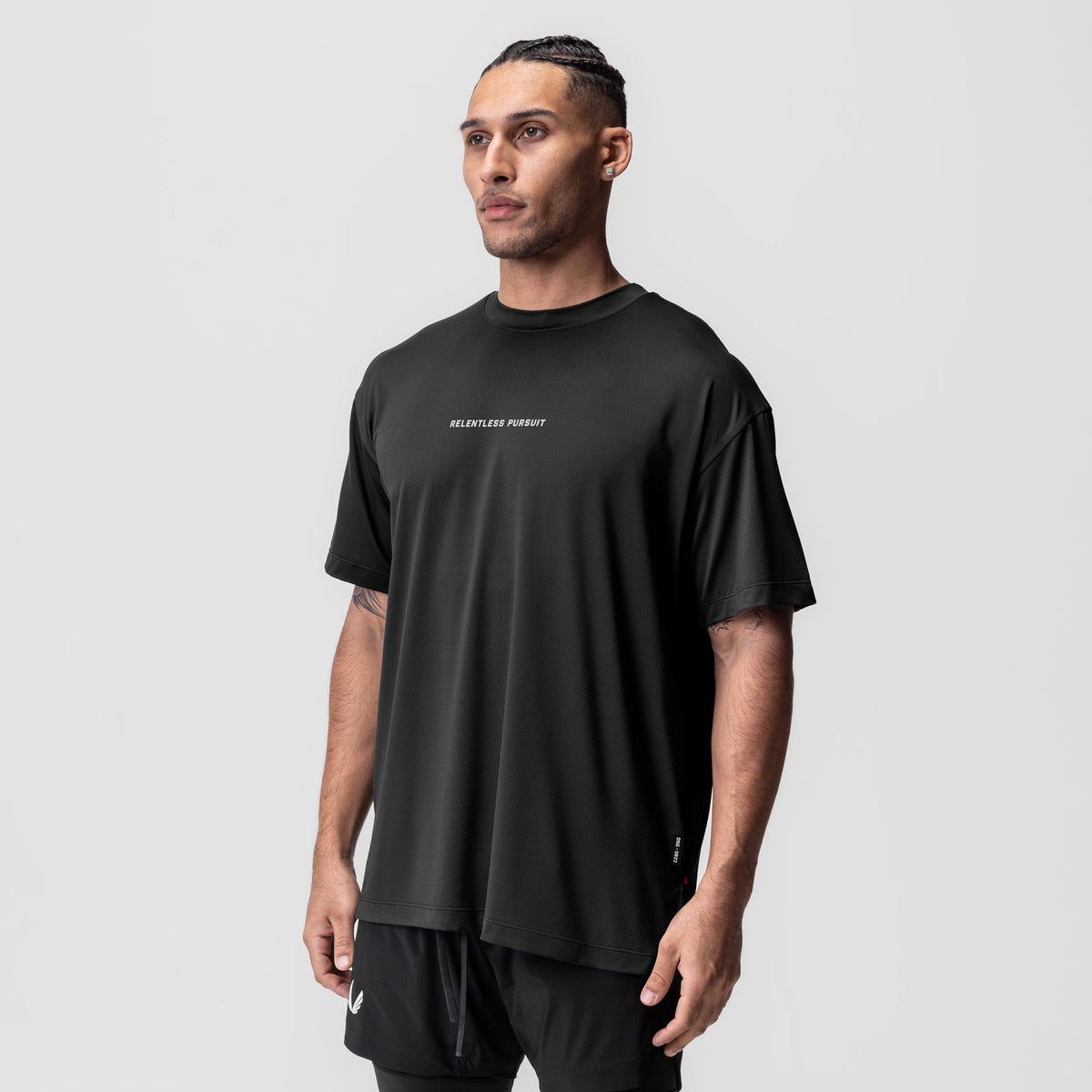 0822. AeroSilver® Oversized Tee - Black "RP"