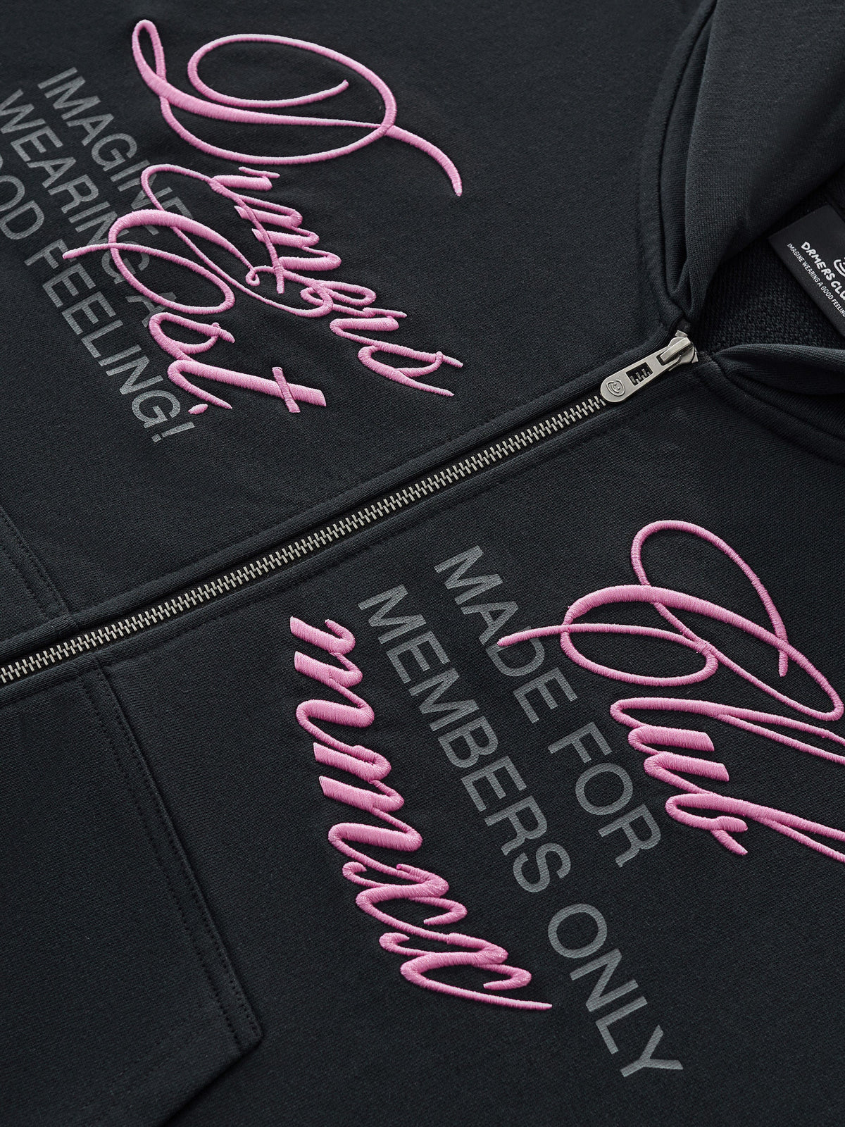 CURSIVE ZIP UP - BLACK