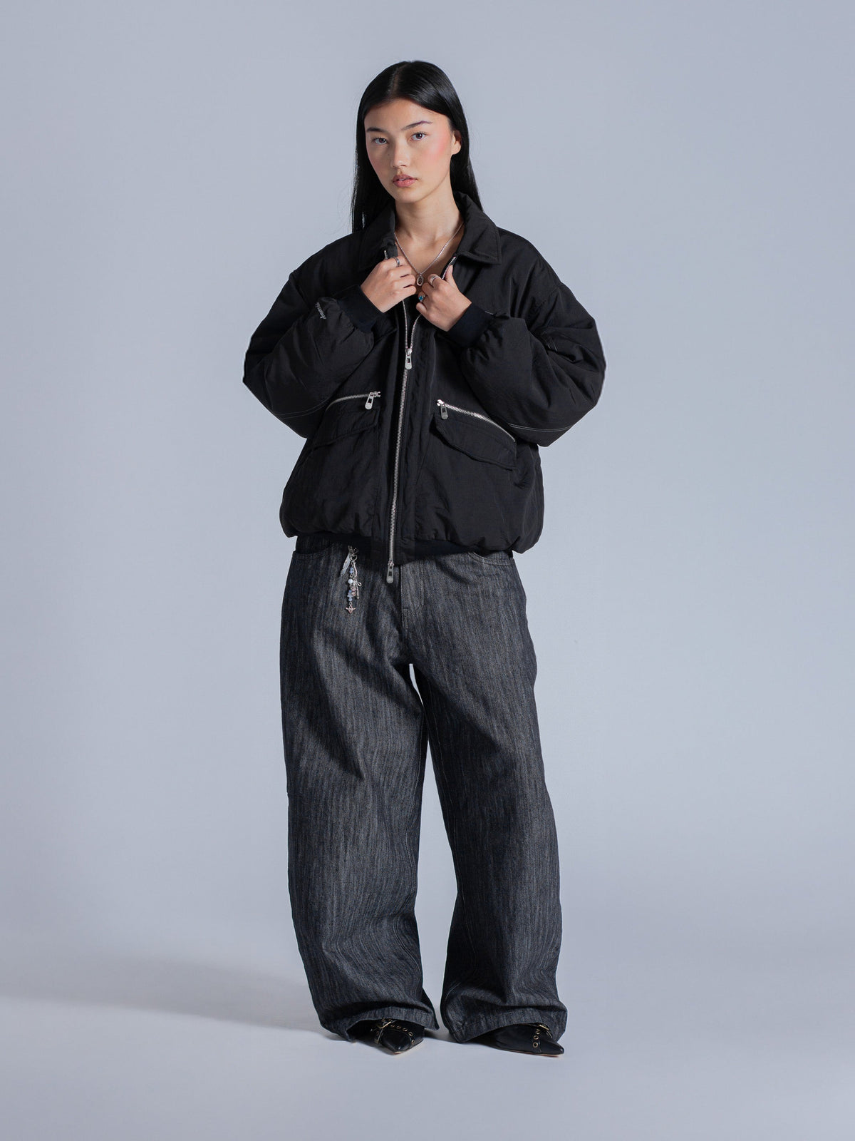 PADDED BOMBER JACKET - BLACK