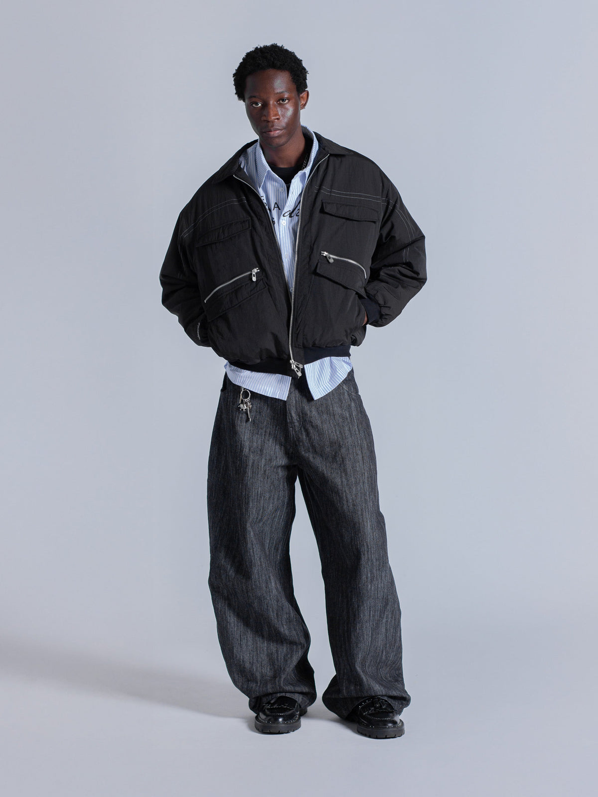 PADDED BOMBER JACKET - BLACK