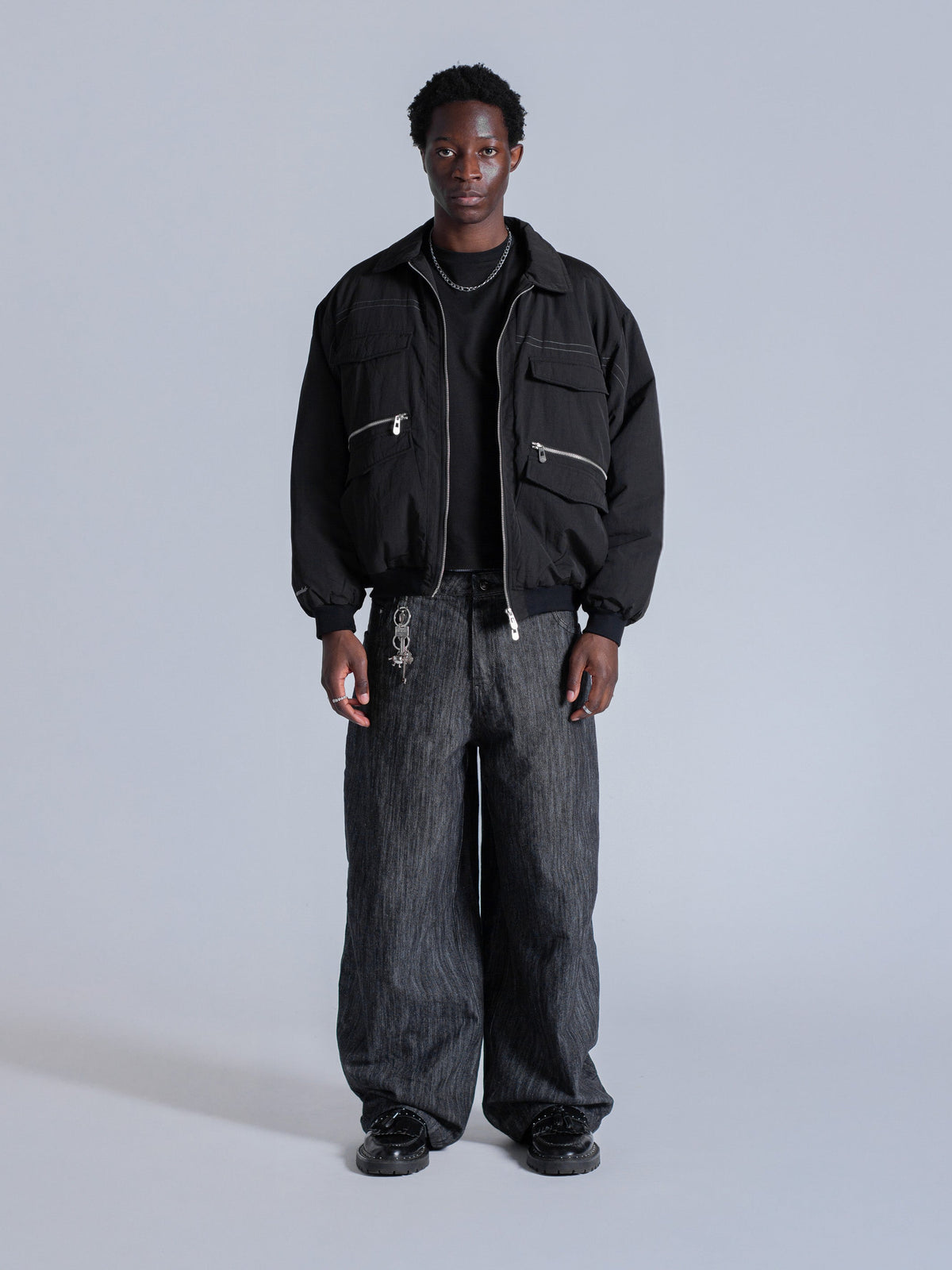 PADDED BOMBER JACKET - BLACK