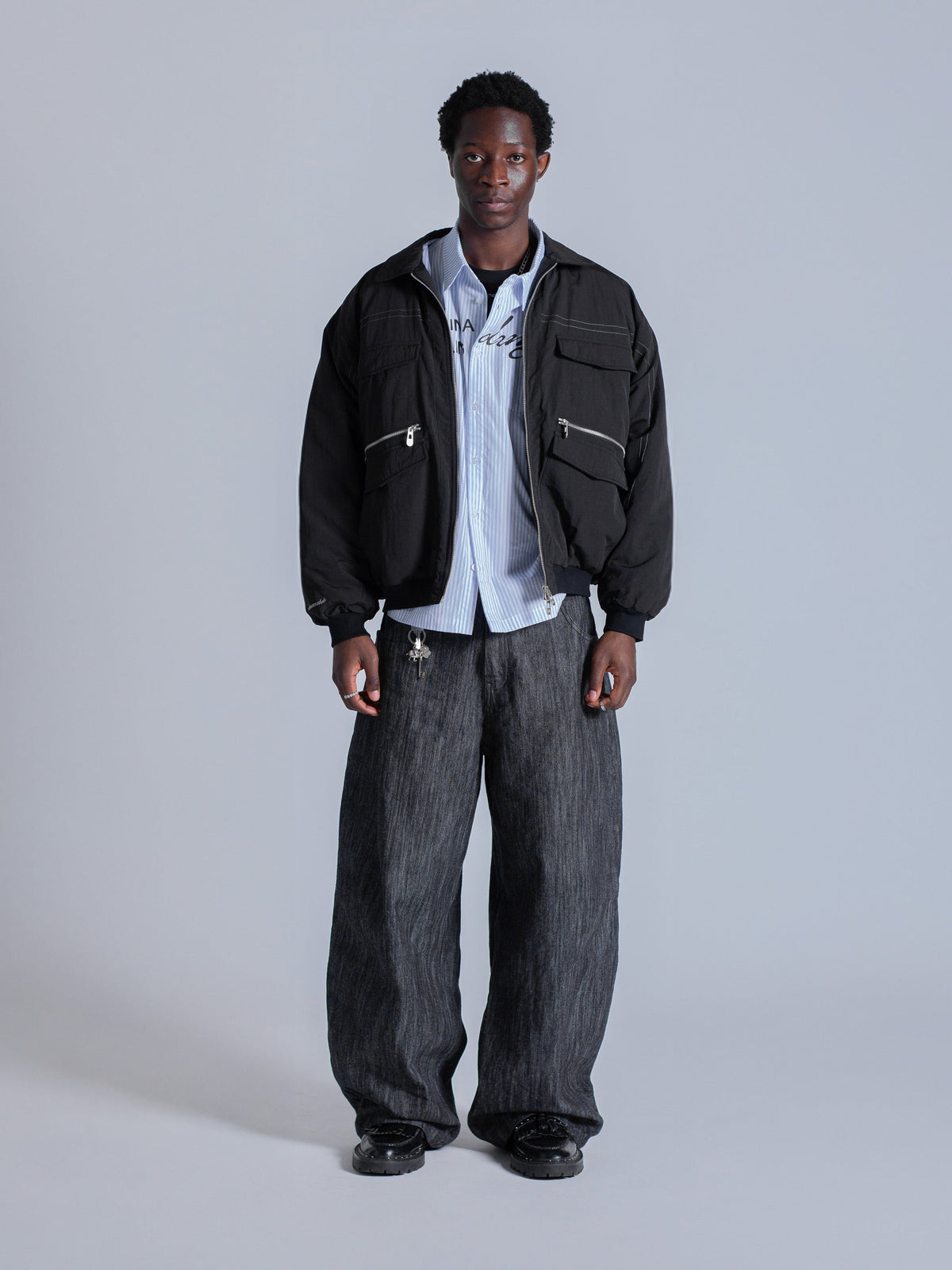 PADDED BOMBER JACKET - BLACK