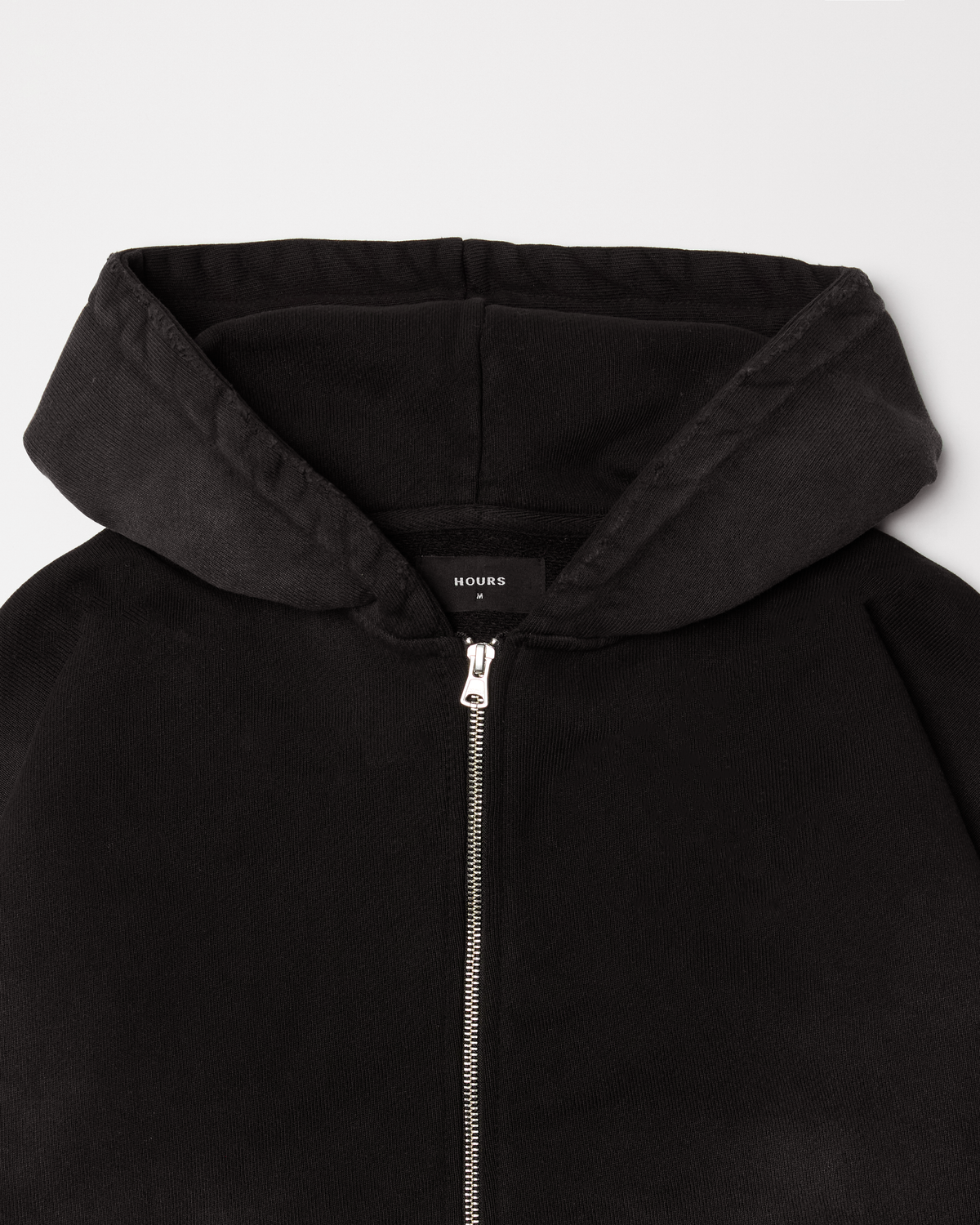 Cropped Weave Zip Hoodie - Sunfaded Black