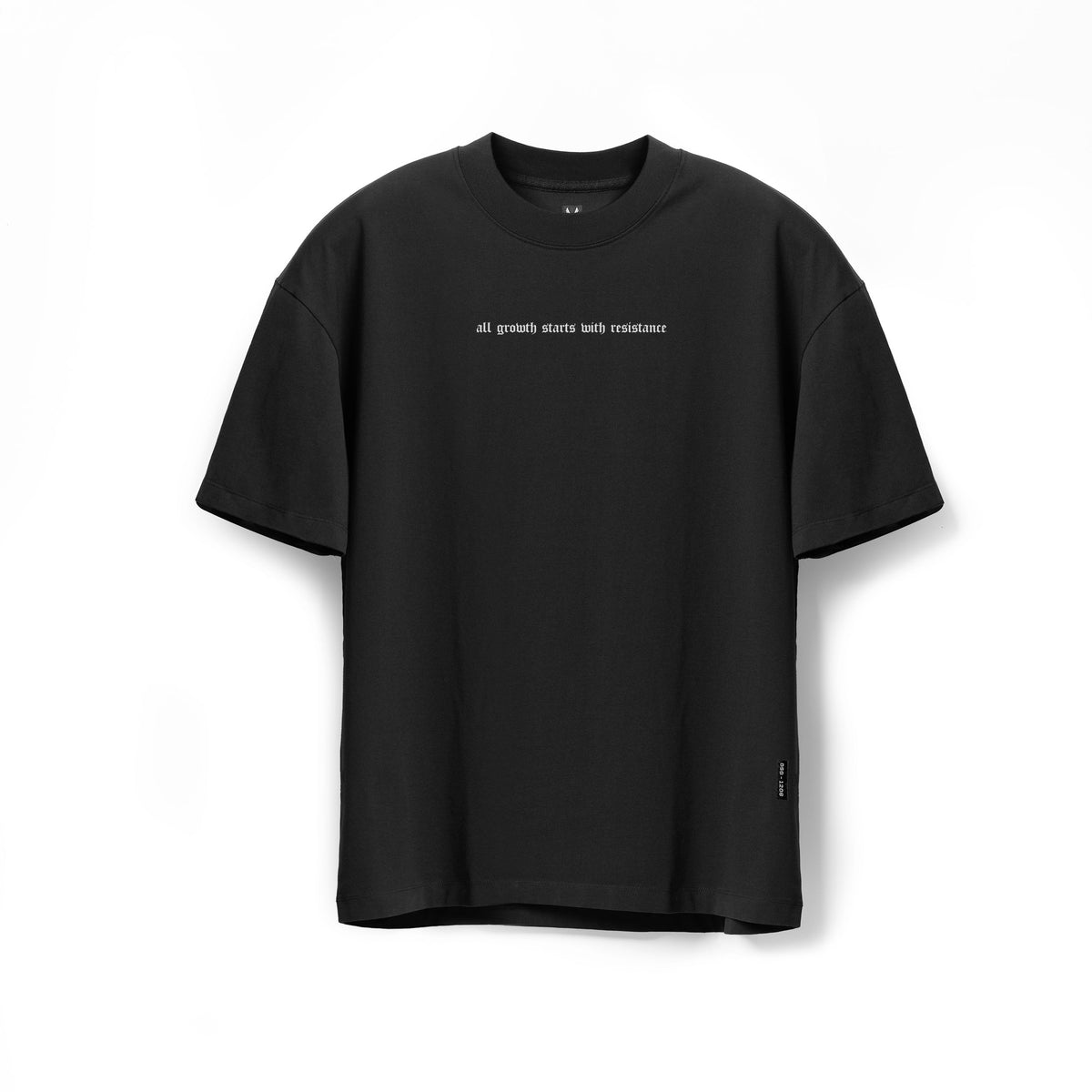 1208. Tech Essential™ Oversized Boxy Tee - Black "Growth"
