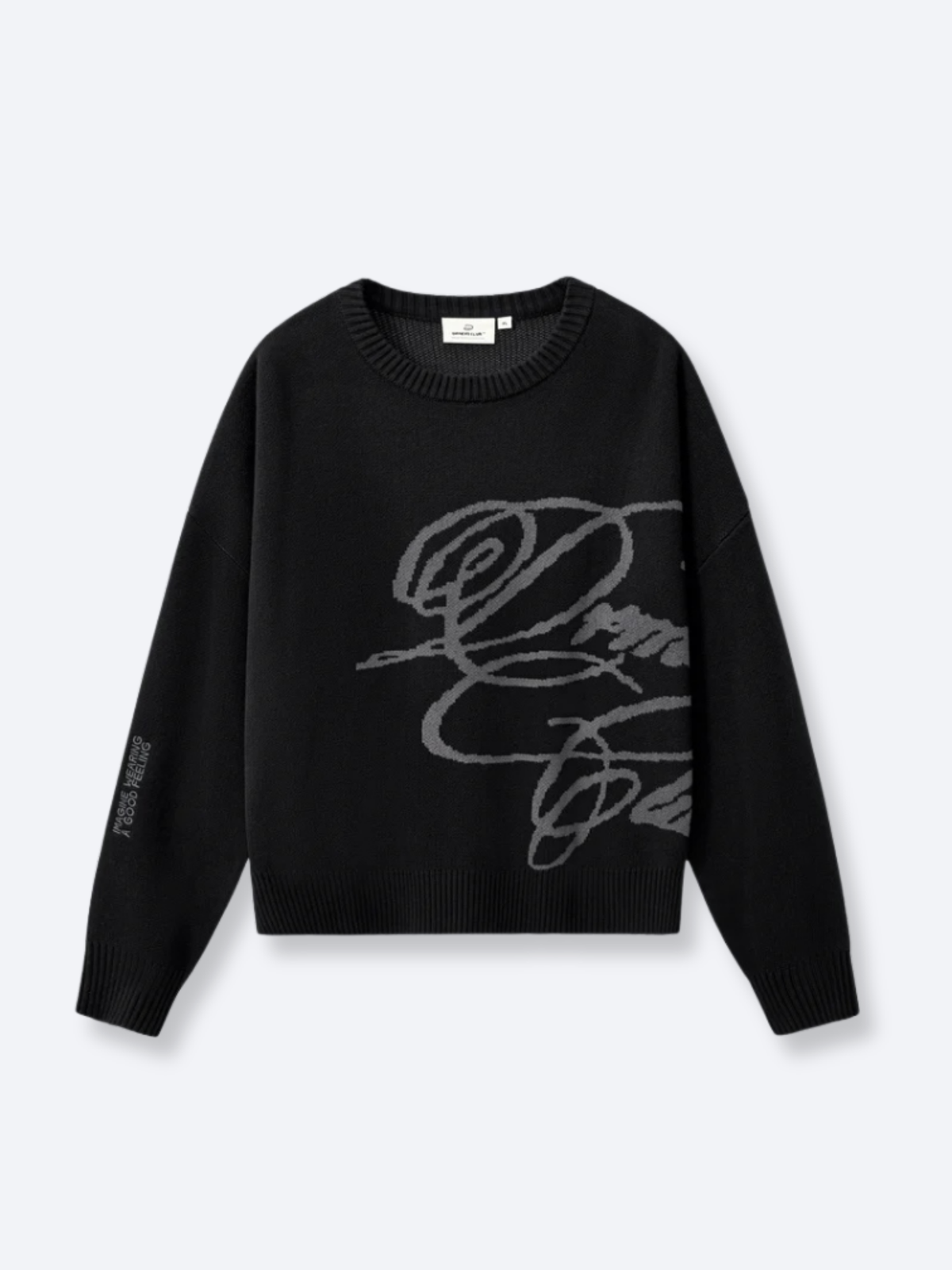 CURSIVE TEXT KNIT - BLACK