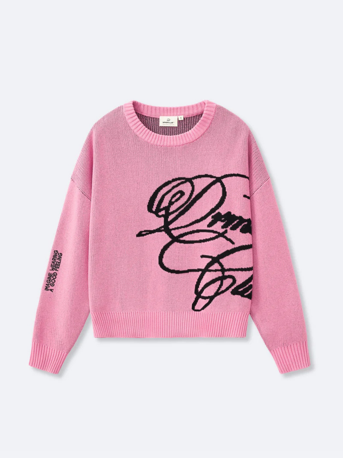 CURSIVE TEXT KNIT - HOT PINK