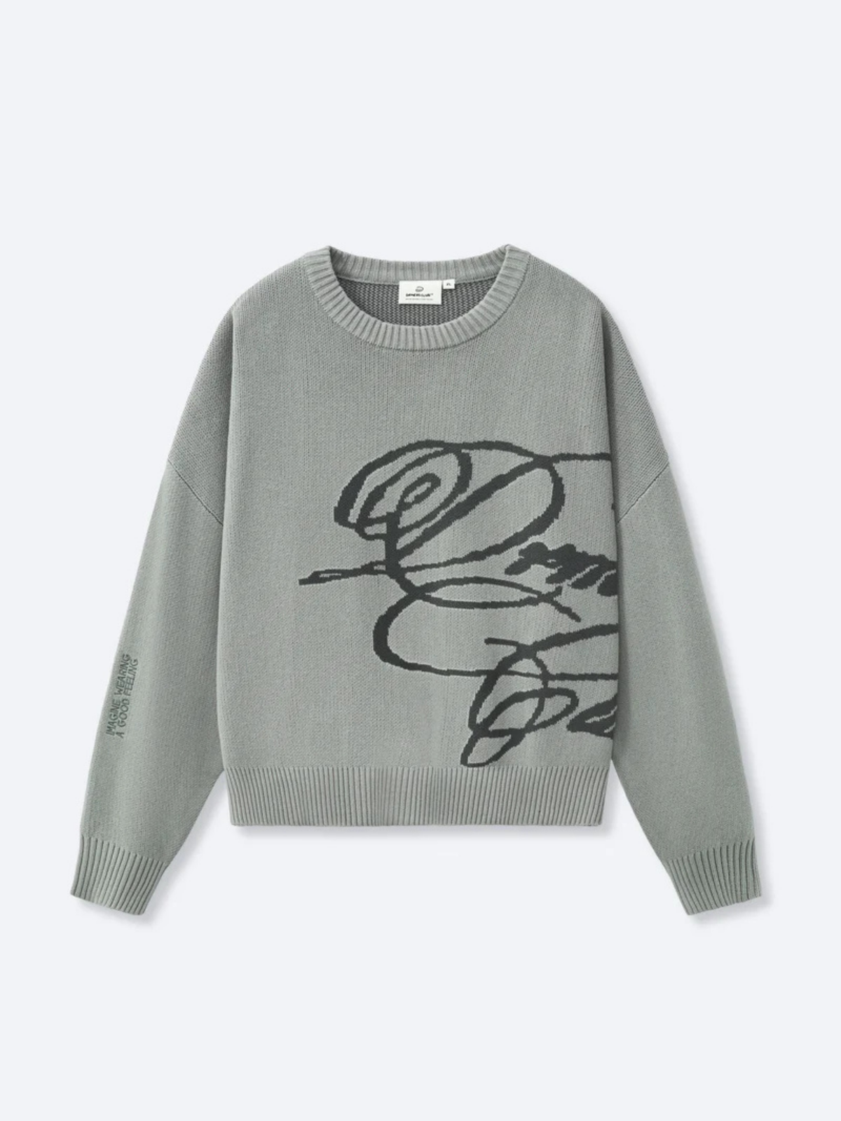 CURSIVE TEXT KNIT - MUTED SAGE