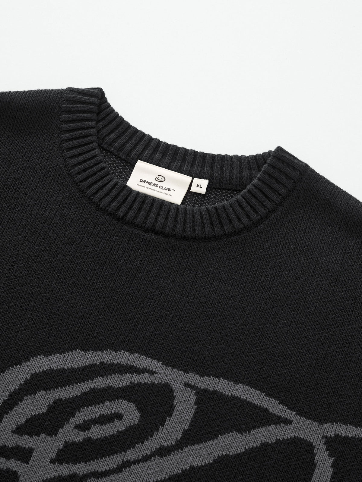CURSIVE TEXT KNIT - BLACK