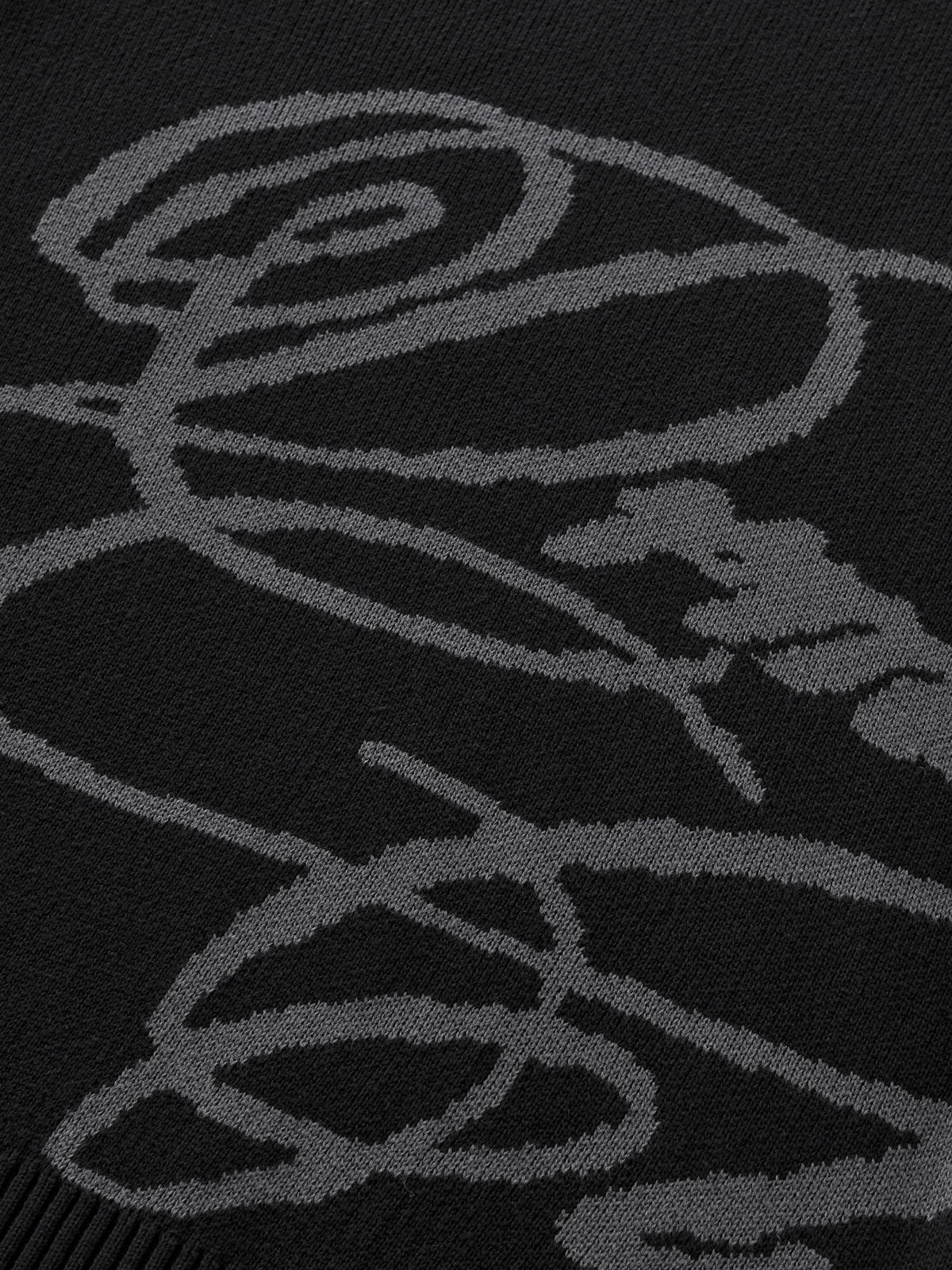 CURSIVE TEXT KNIT - BLACK