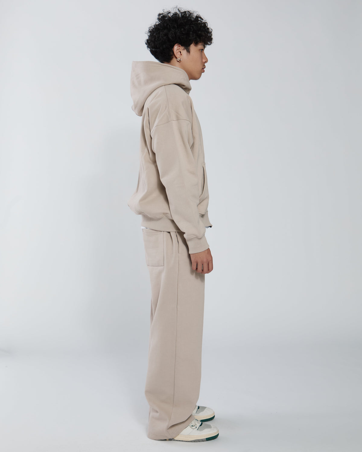 Drop Shoulder Zip Hoodie - Desert