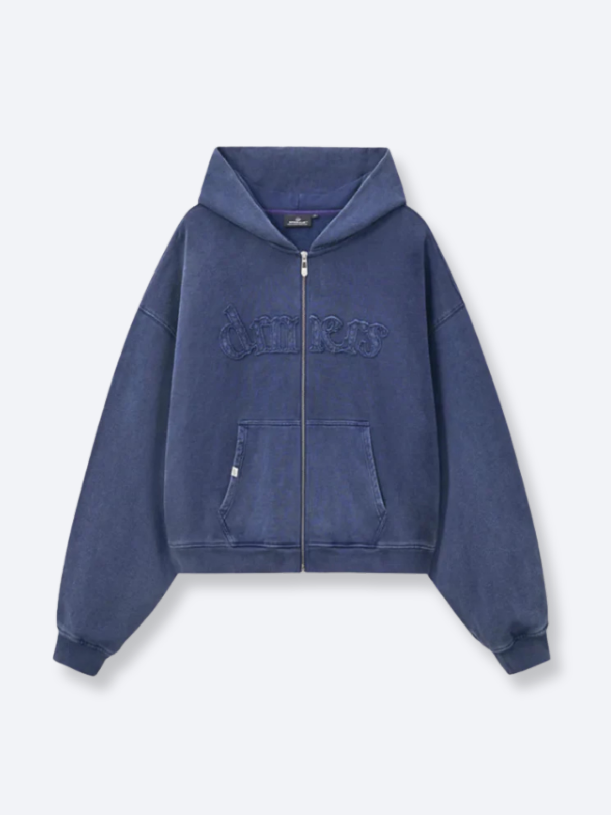 DISTRESSED LOGO ZIP UP - NAVY